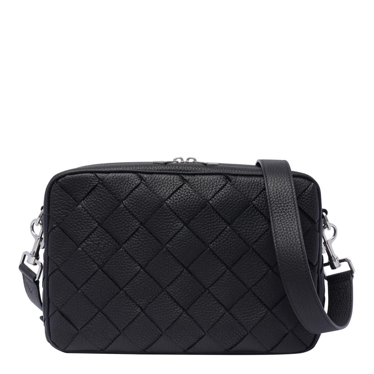 Shop Bottega Veneta Medium Intrecciato Camera Bag In Black