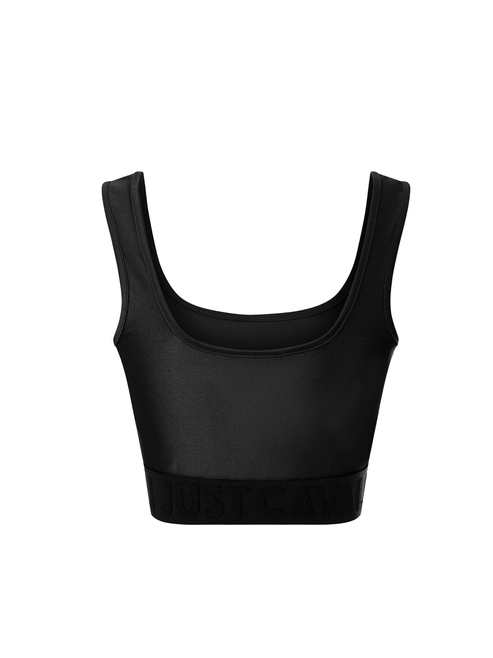 Just Cavalli Cropped Tank Top In Black