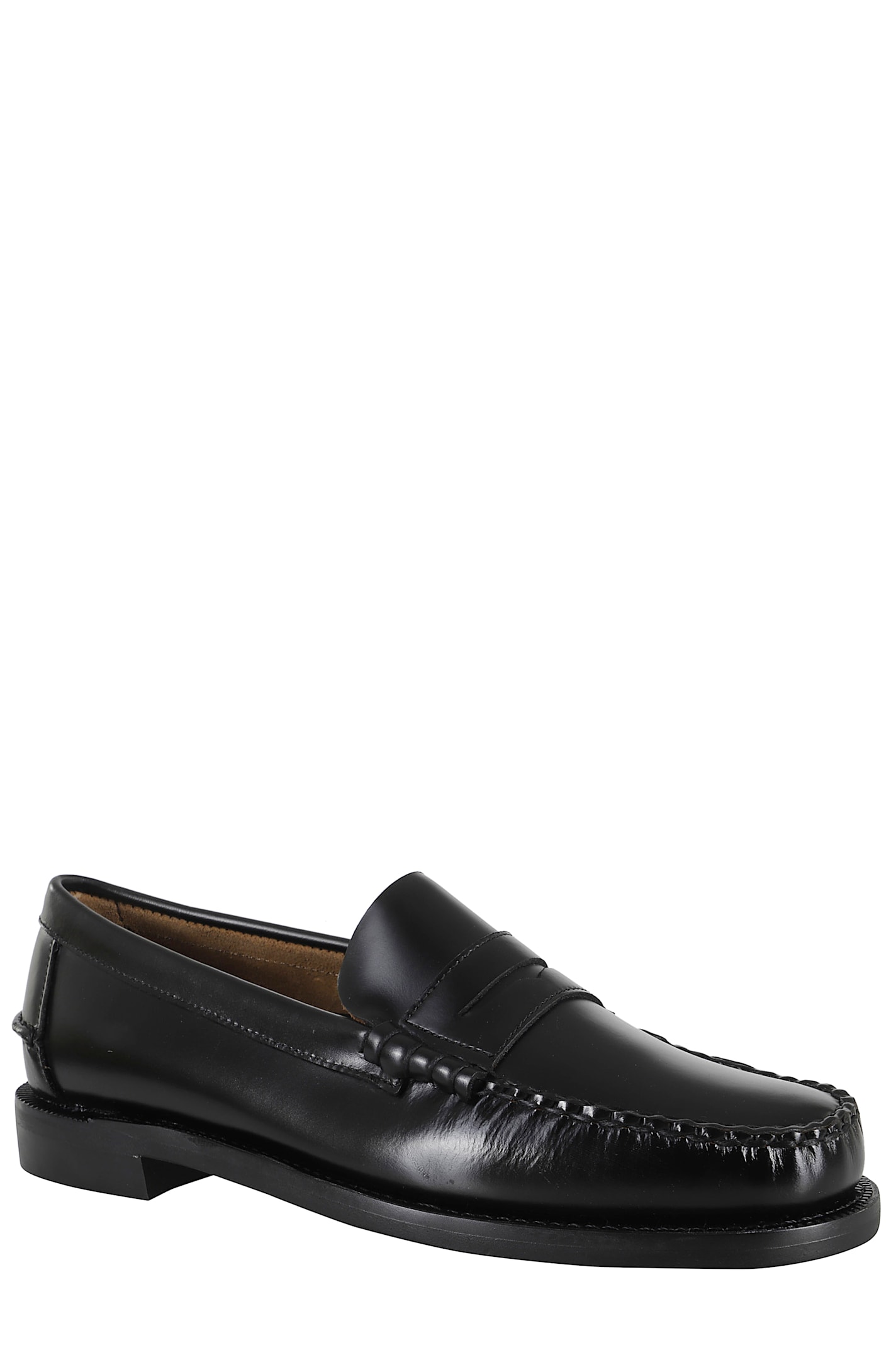 Sebago Round Toe Slip-on Moccasins With Cut-out Upper Design In Black