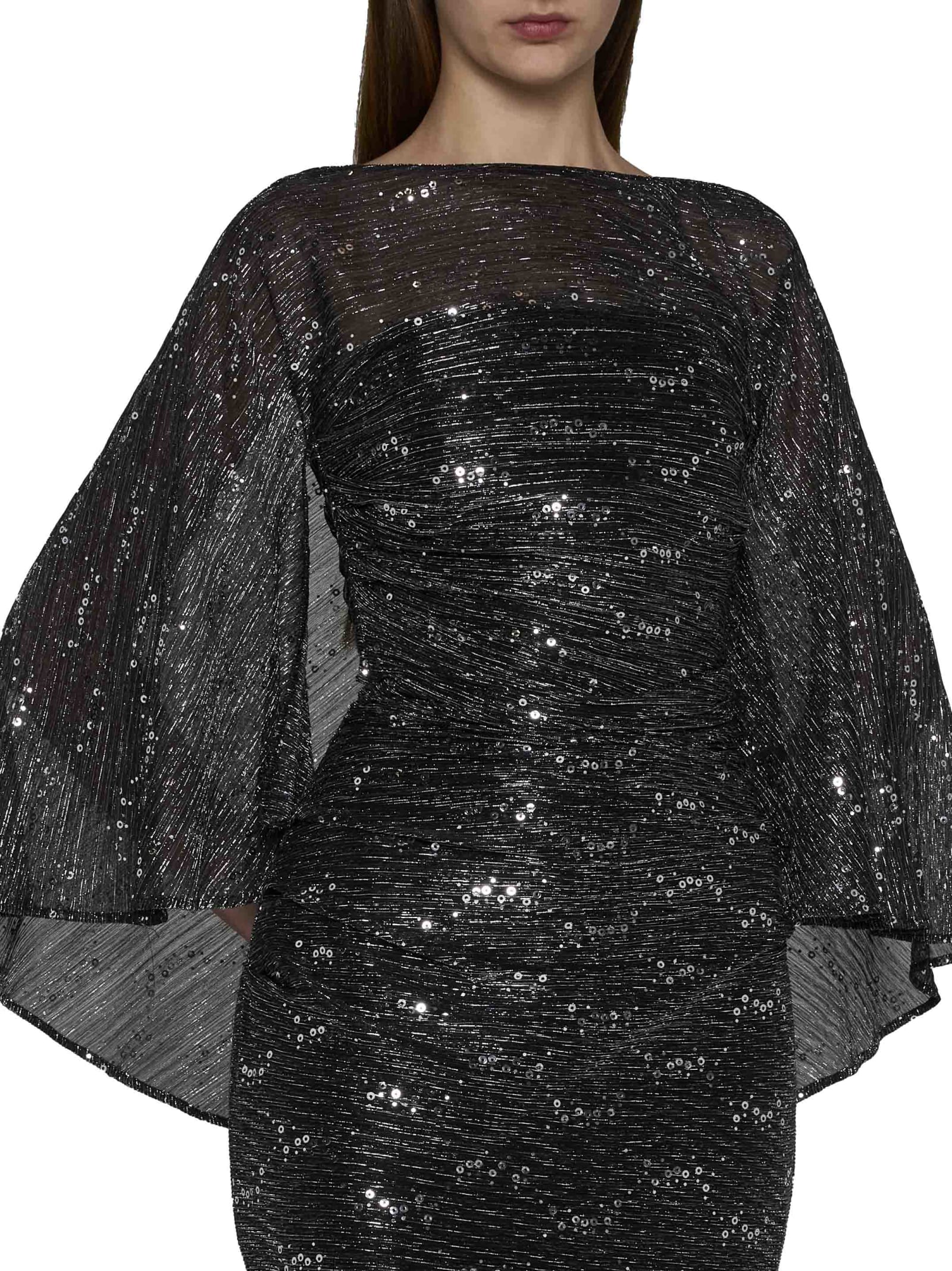 Shop Talbot Runhof Dress In Charcoal