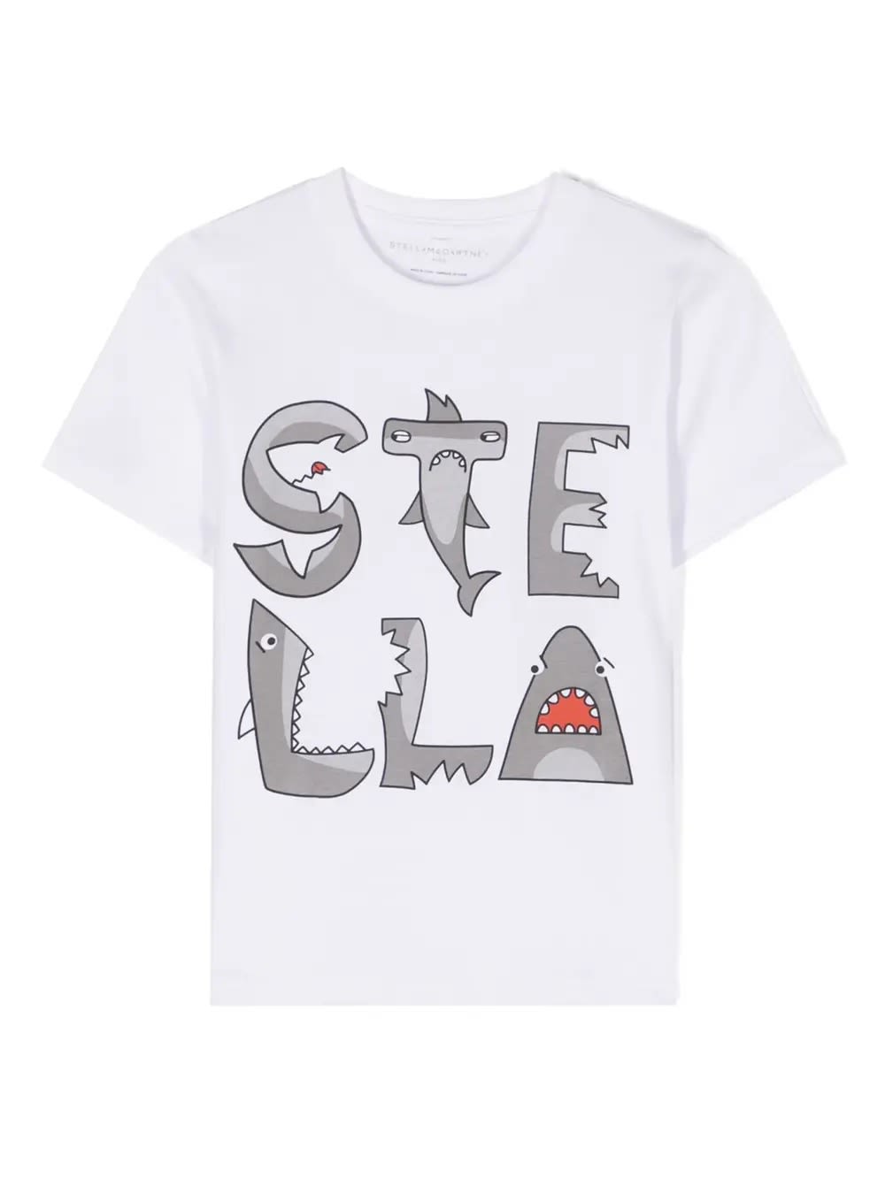 Stella Mccartney Kids' Stella Shark Print T-shirt In White