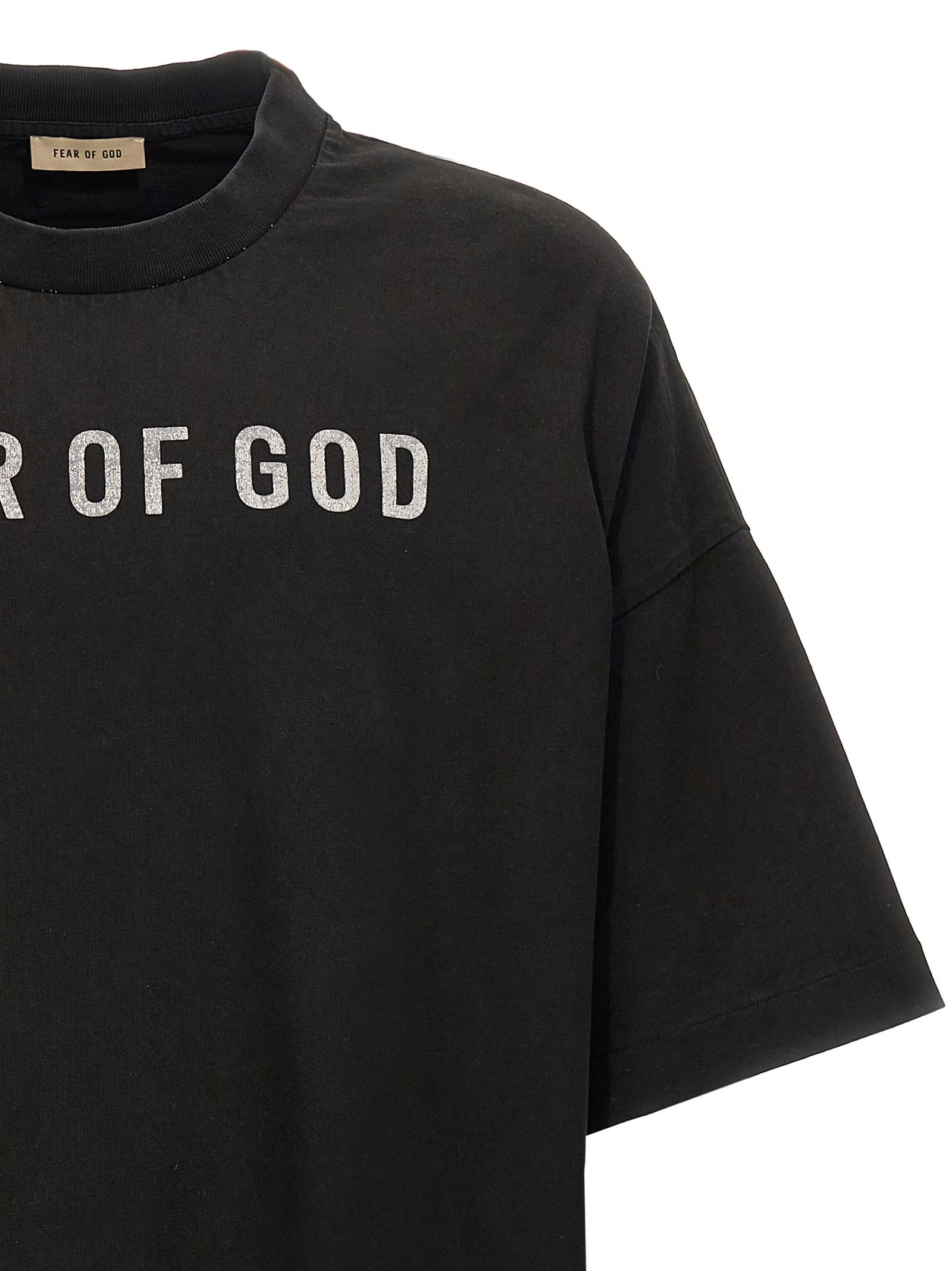 Shop Fear Of God Logo Print T-shirt In Black