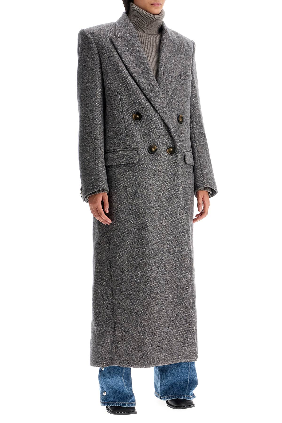 Shop Stella Mccartney Maxi Tweed Coat In In Concrete (grey)