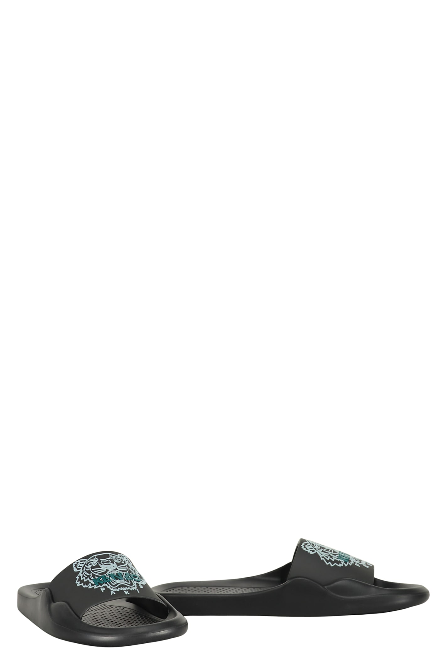 Kenzo Boke Flower Logo-embossed Slides In Black