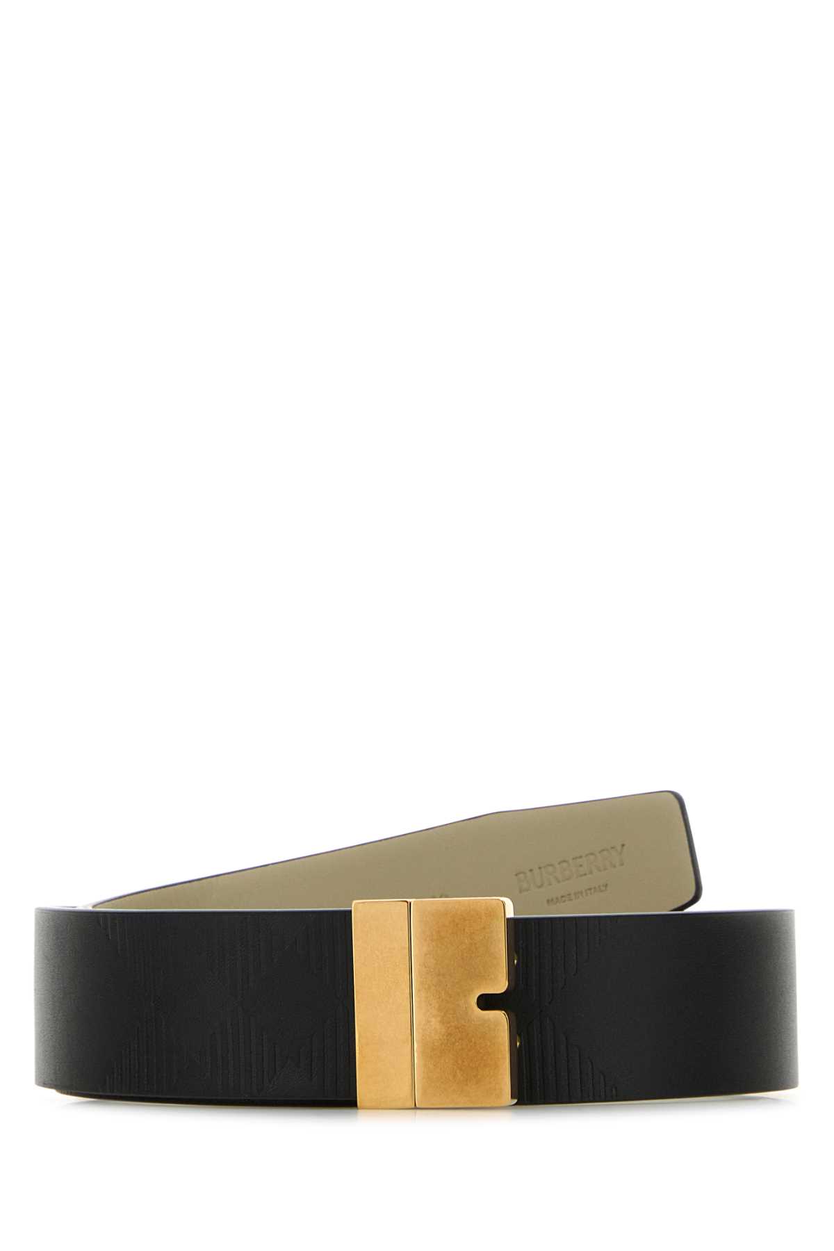 BURBERRY BLACK LEATHER REVERSIBLE BELT 