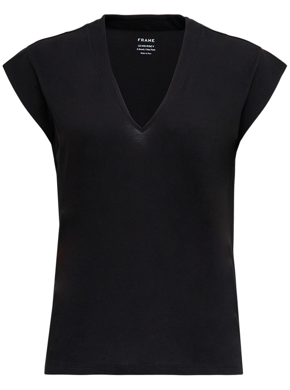 Black Cotton V-neck T-shirt