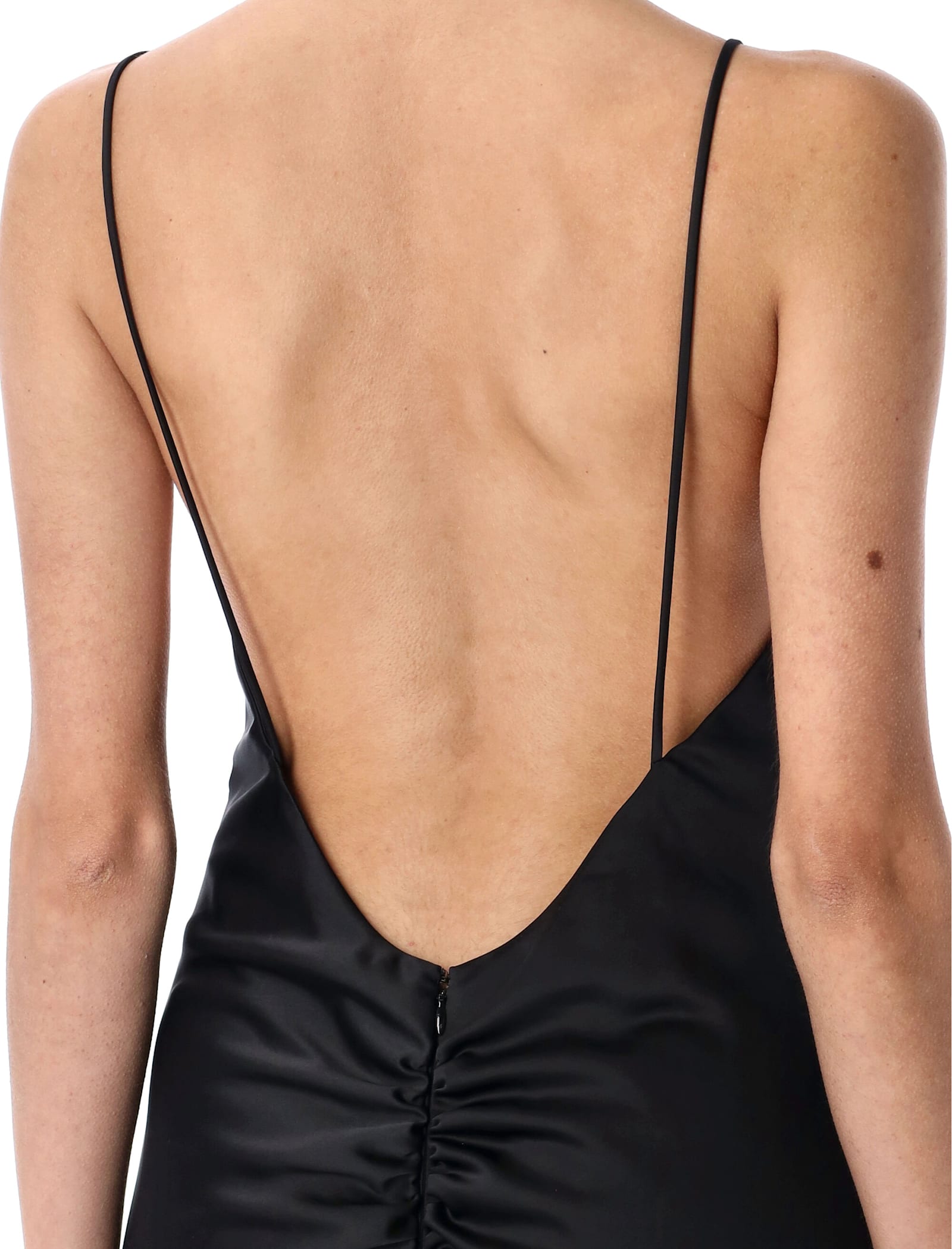 The Andamane Maxy Train Slip Dress In Black