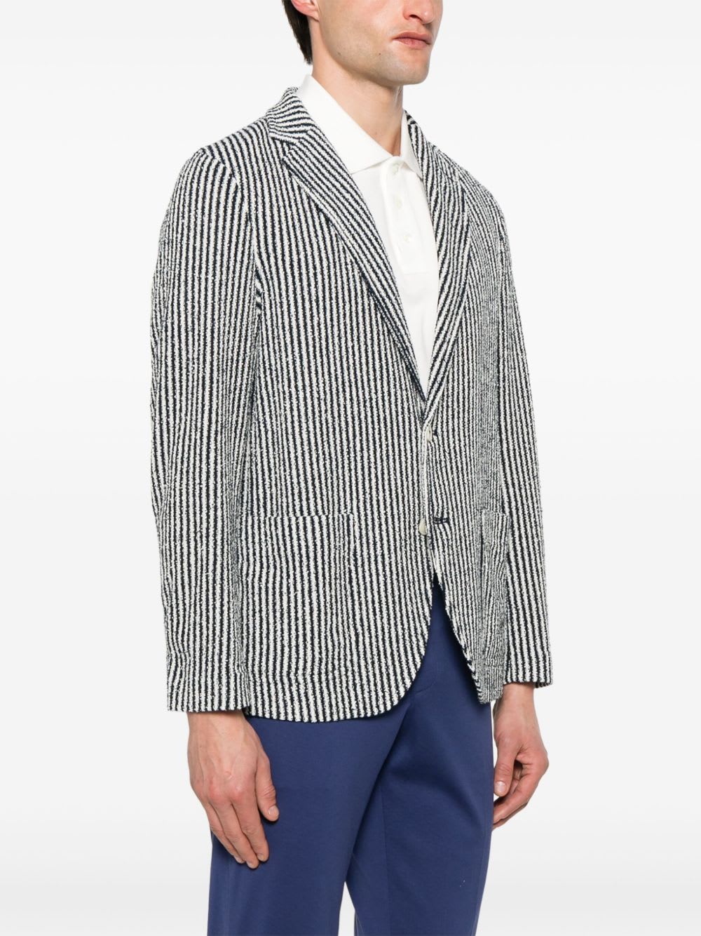 Circolo 1901 Striped Cotton Jacket Front Pockets In Black