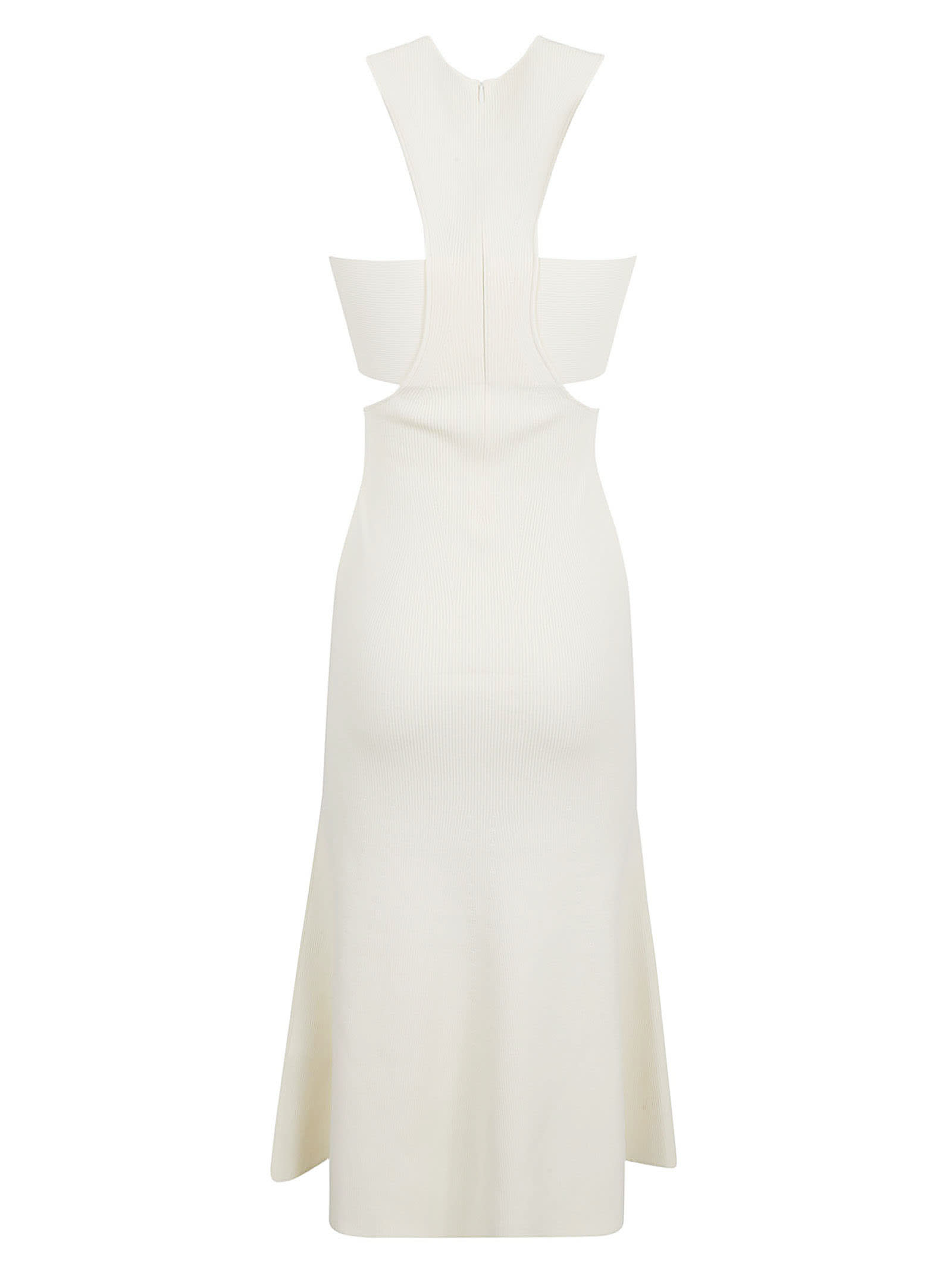 Shop Alexander Mcqueen Cut-out Detail Sleeveless Knit Dress In Ivory