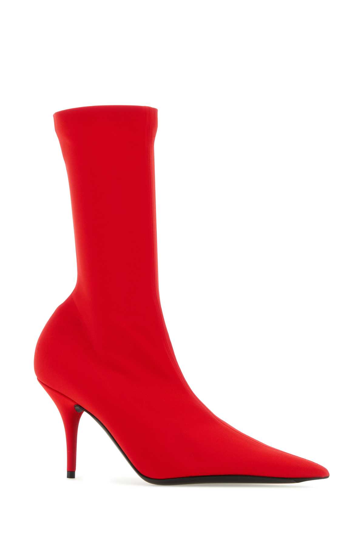 Shop Balenciaga Red Fabric Knife Ankle Boots In 6090