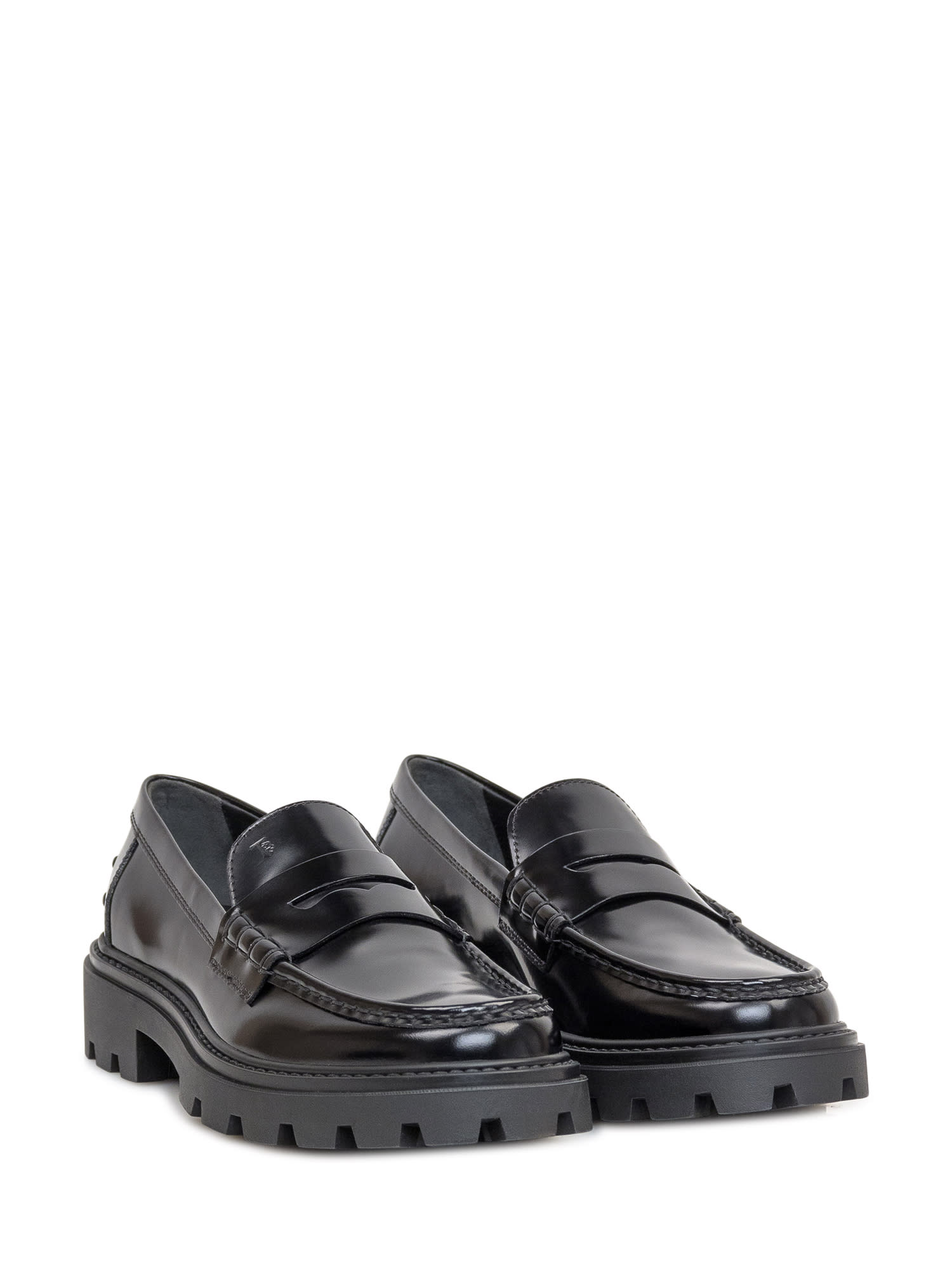 Shop Tod's Leather Loafers In Nero