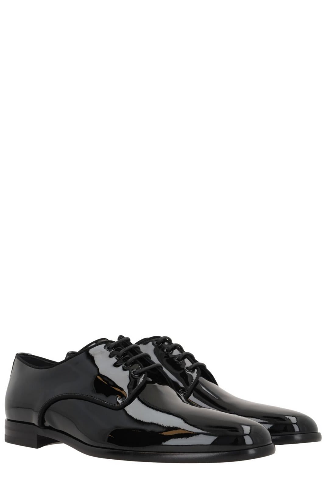 Dolce & Gabbana Black Leather Raffaello Lace-up Shoes In Black