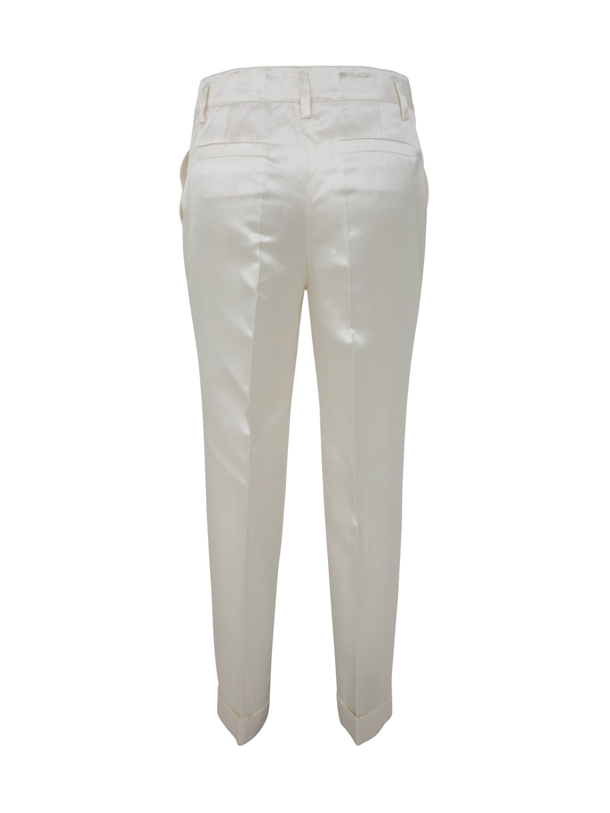 Shop P.a.r.o.s.h Satin, Viscose And Linen Trousers In Cream