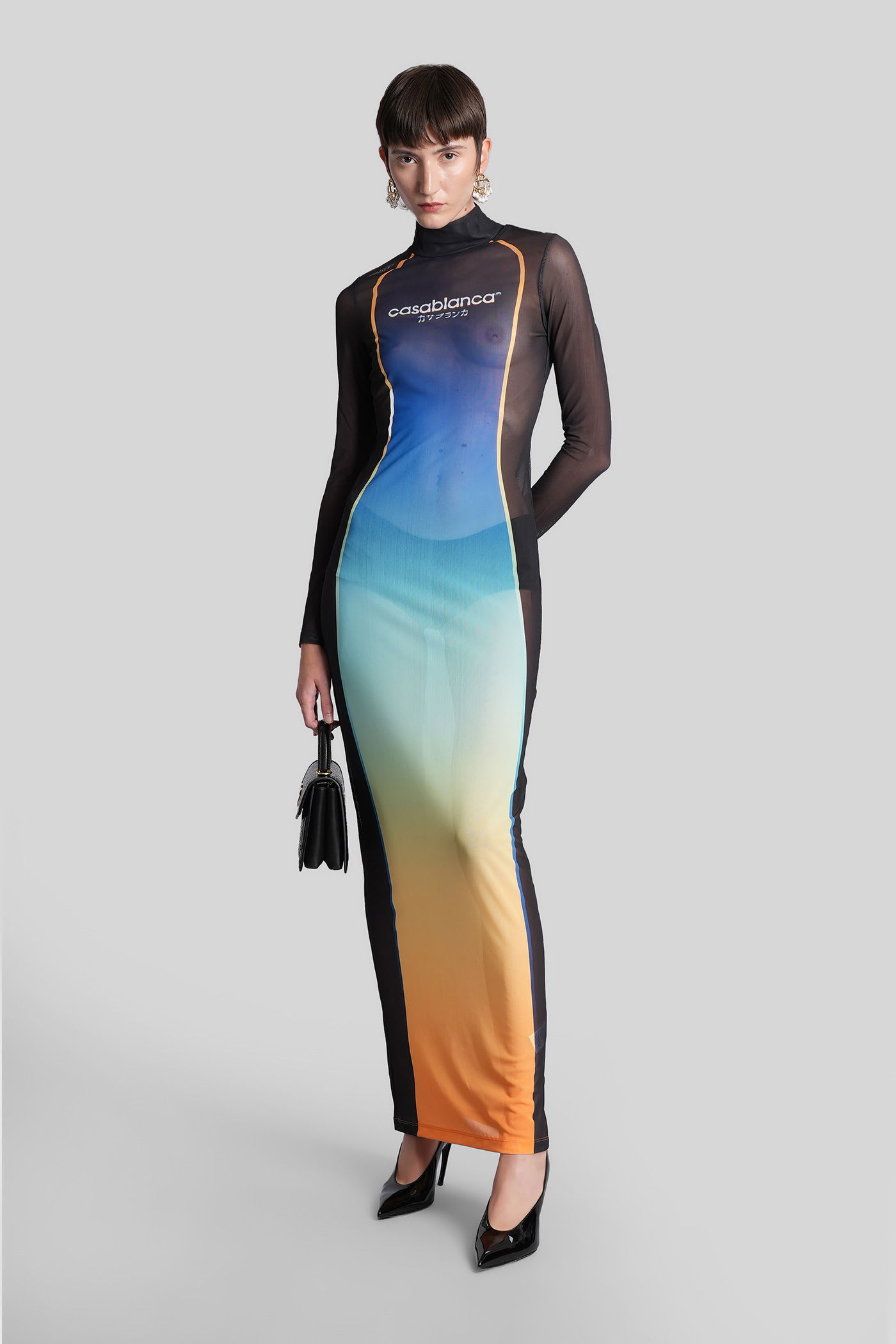 Casablanca Gradient Effect Long Dress In Multi