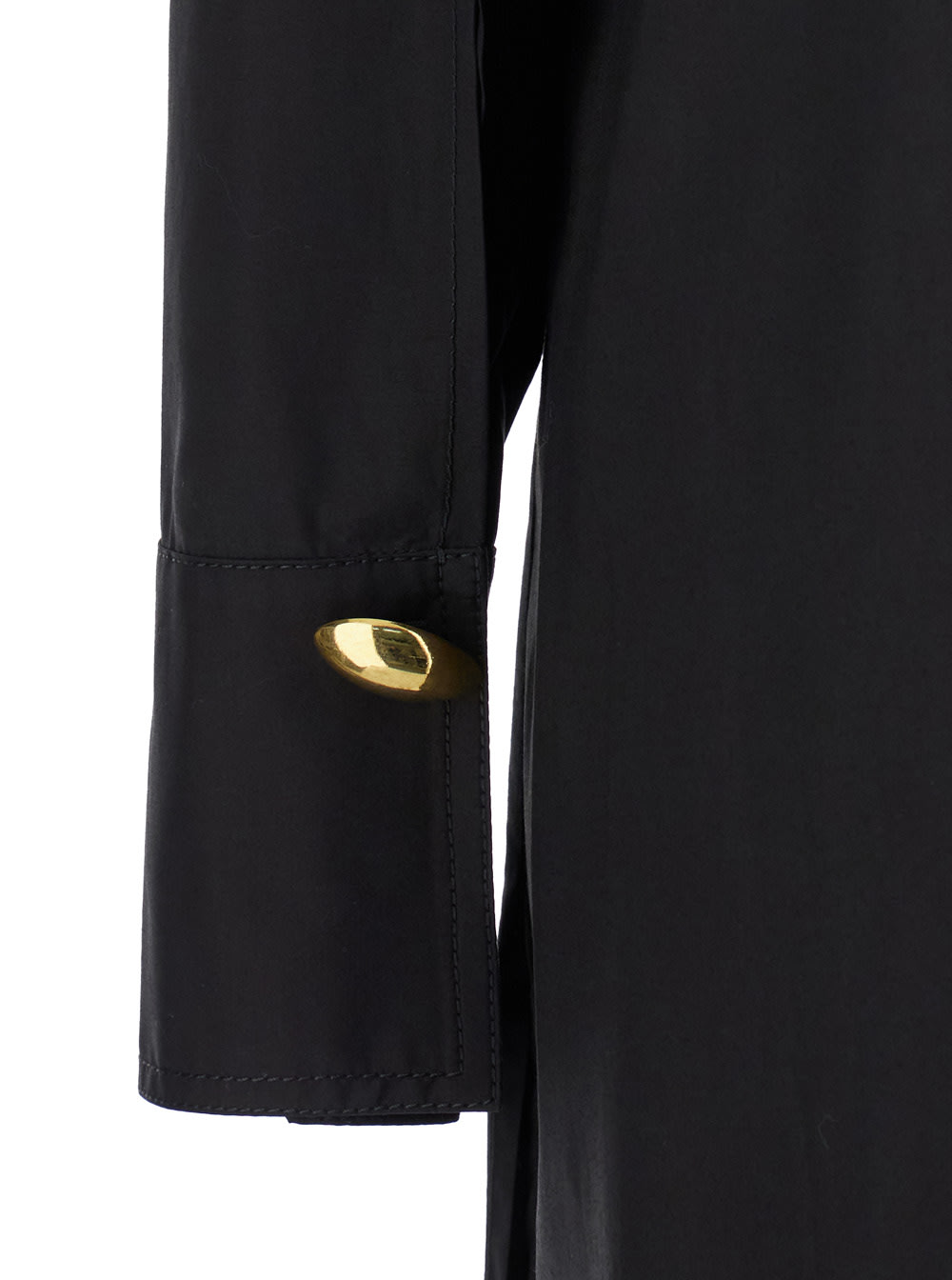 Shop Federica Tosi Black Long Shirt With Pointed Collar And Metallic Details On The Cuffs In Fabric Woman