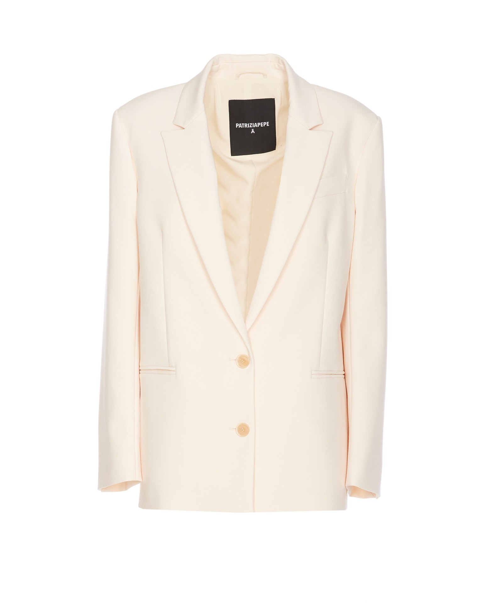 Shop Patrizia Pepe Twill Blazer Over 2 Buttons In White