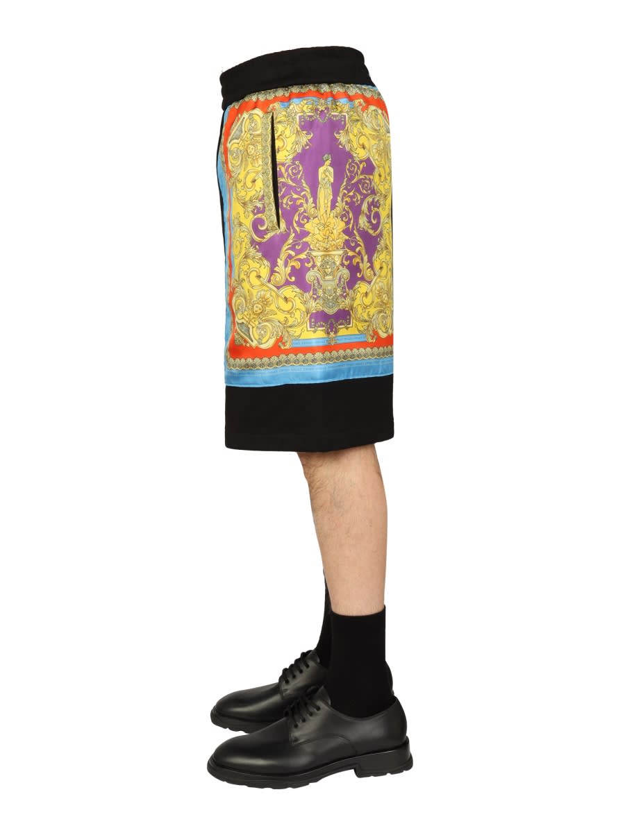 Shop Versace Baroque Goddess Bermuda Shorts In Multicolour