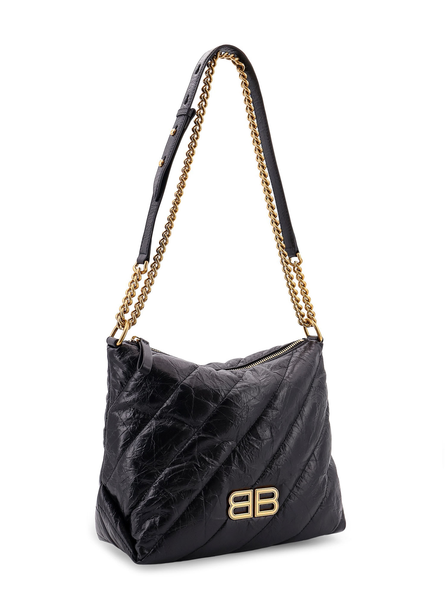 Shop Balenciaga Crush Shoulder Bag In Black