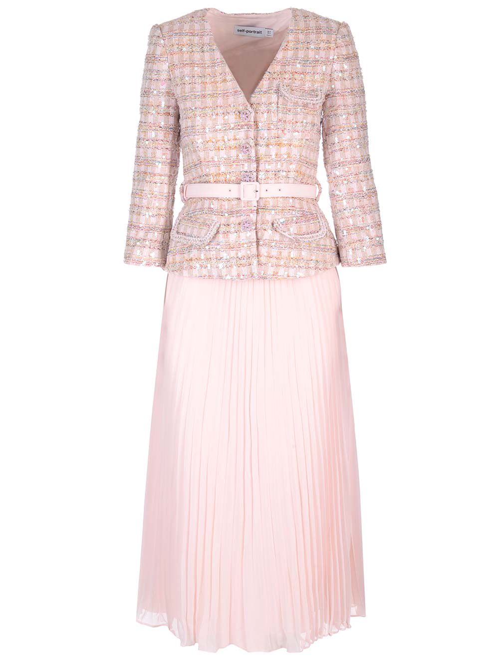 chinese dress ladies Pink Lace Taffeta Midi Dress – self-portrait-US