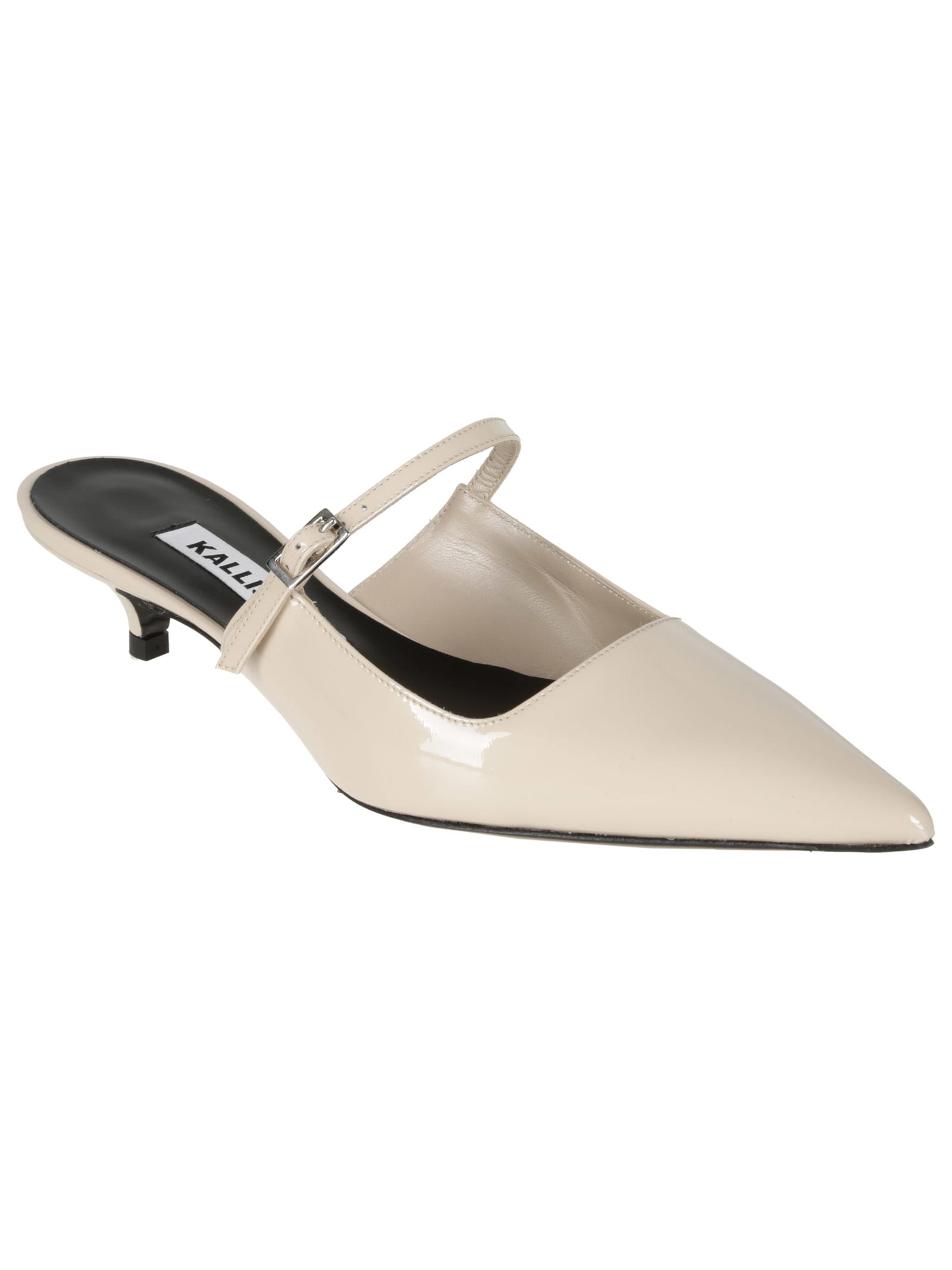 Shop Kallisté Sabot Buckle Kitten Heel In Nude