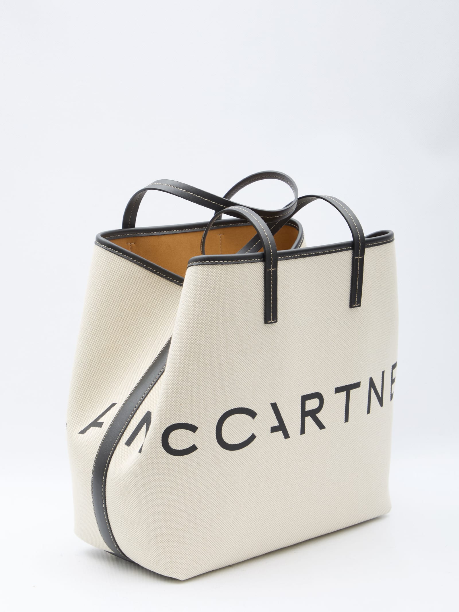 Shop Stella Mccartney Logo Tote Bag In Beige