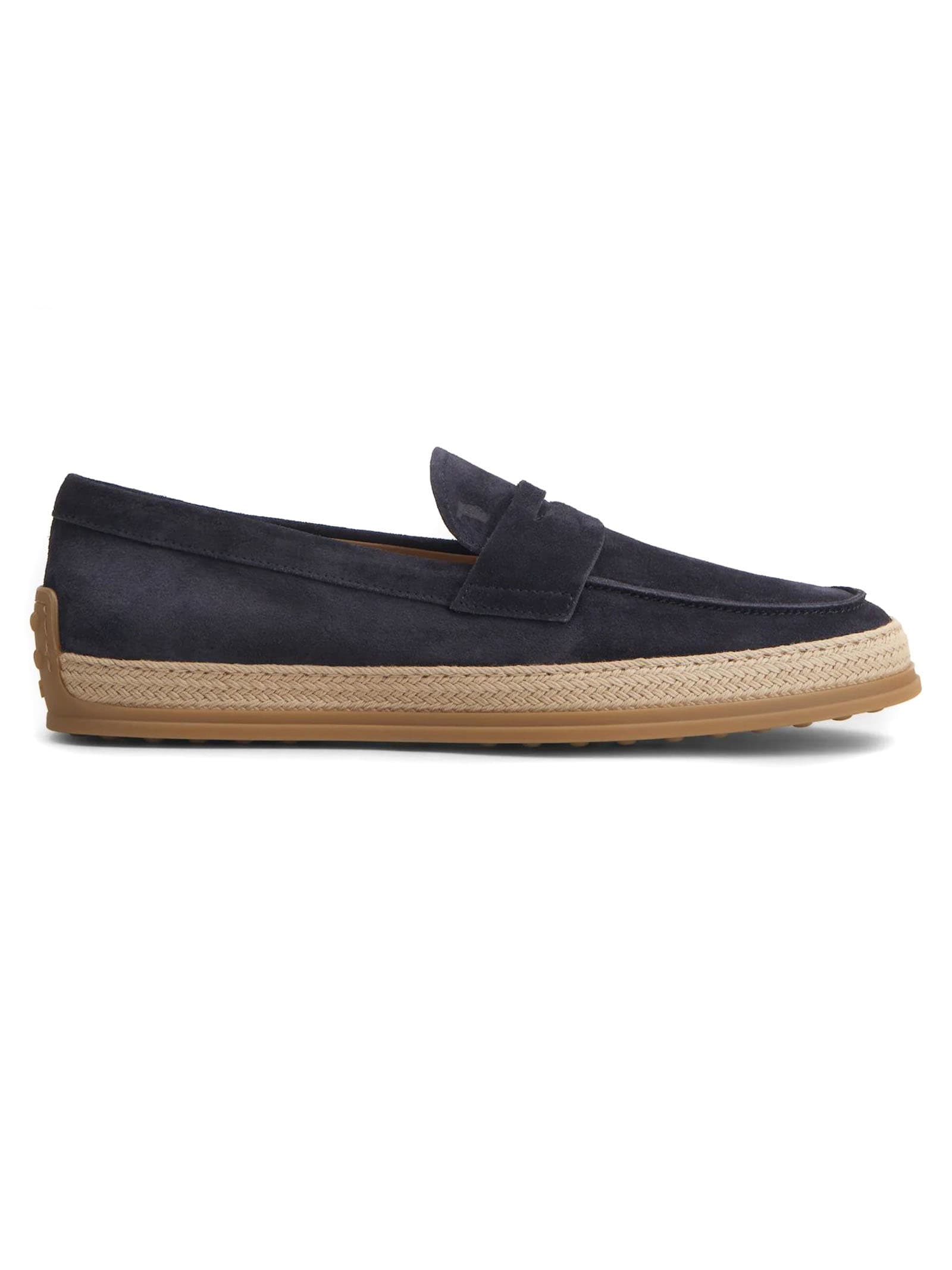 Tod's Loafers In Blue Velvety Suede