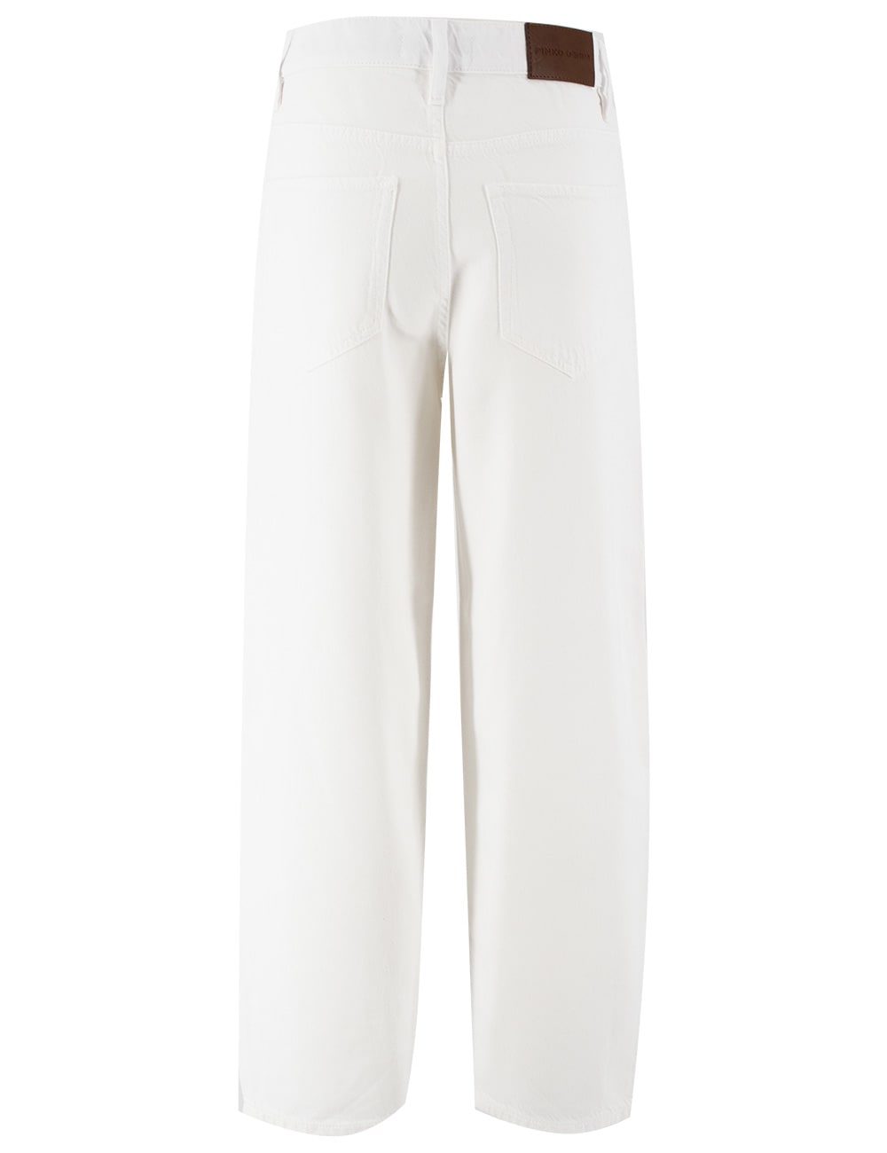 Pinko High-waisted Wide Leg Jeans With Classic Five-pocket Styling In Bianco