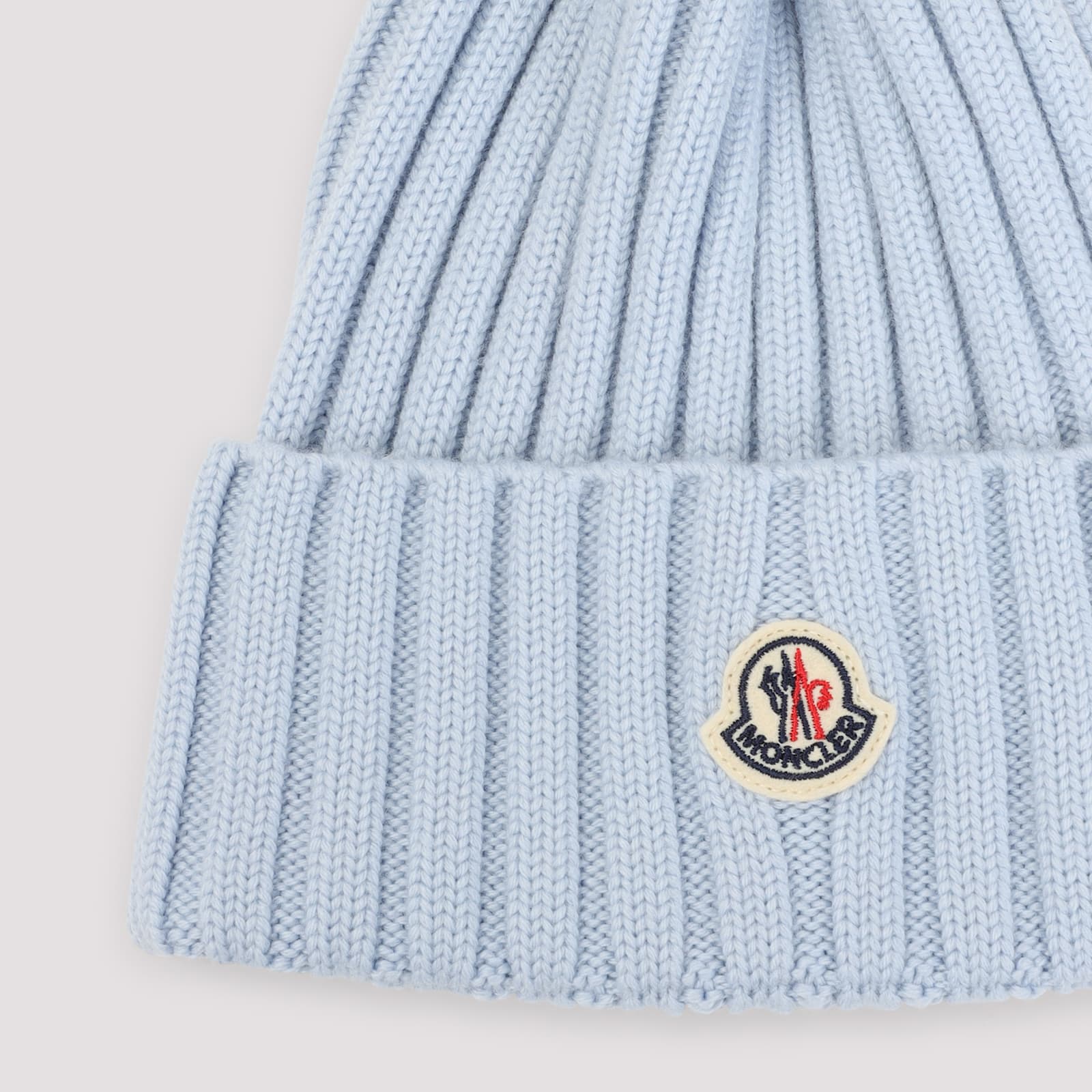 Moncler Ribbed-knit Virgin Wool Beanie In Blue