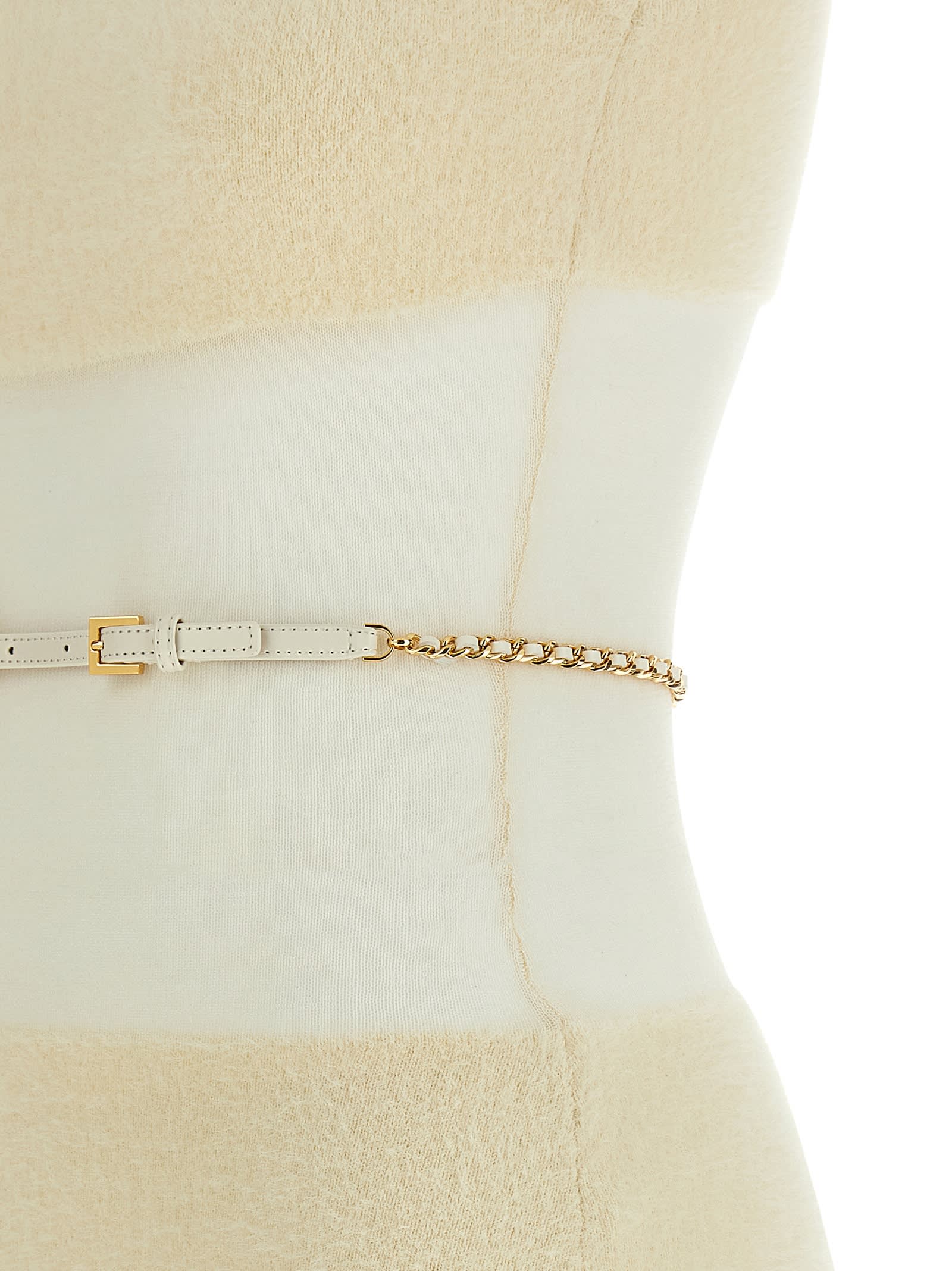 Elisabetta Franchi Turtleneck Sleeveless Dress Open Back In White
