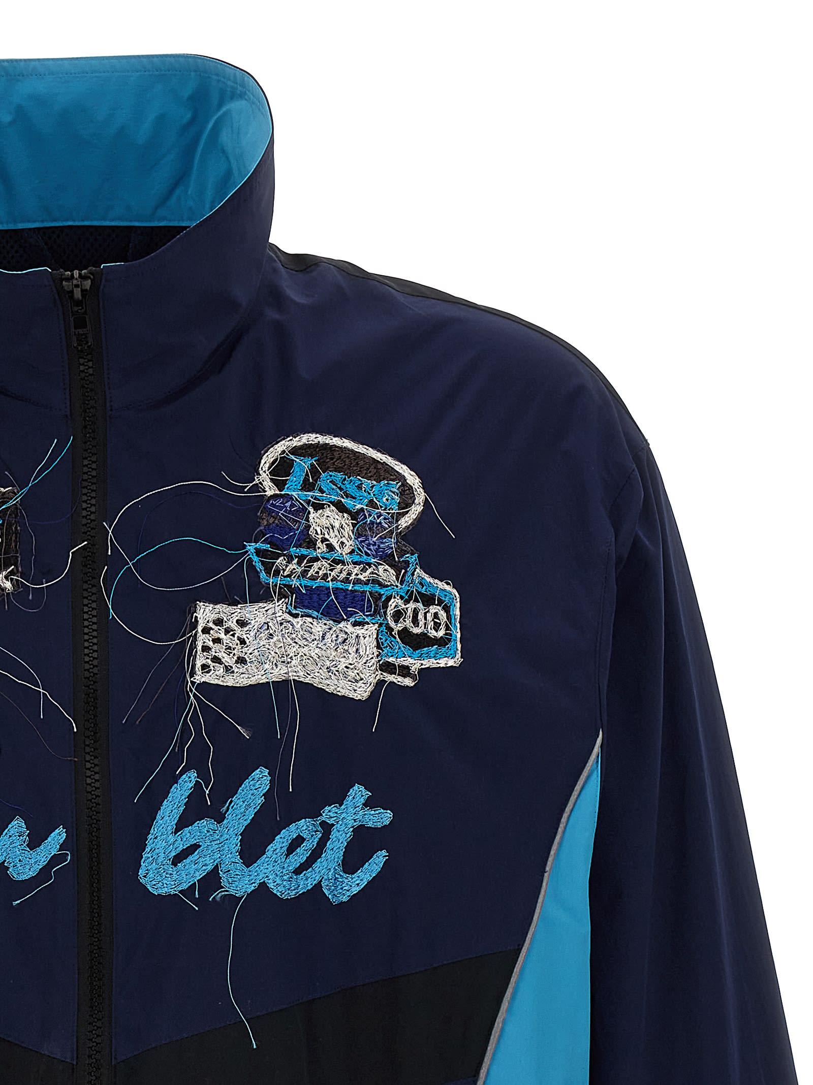 Shop Doublet A.i. Patches Embroidery Jacket In Blue