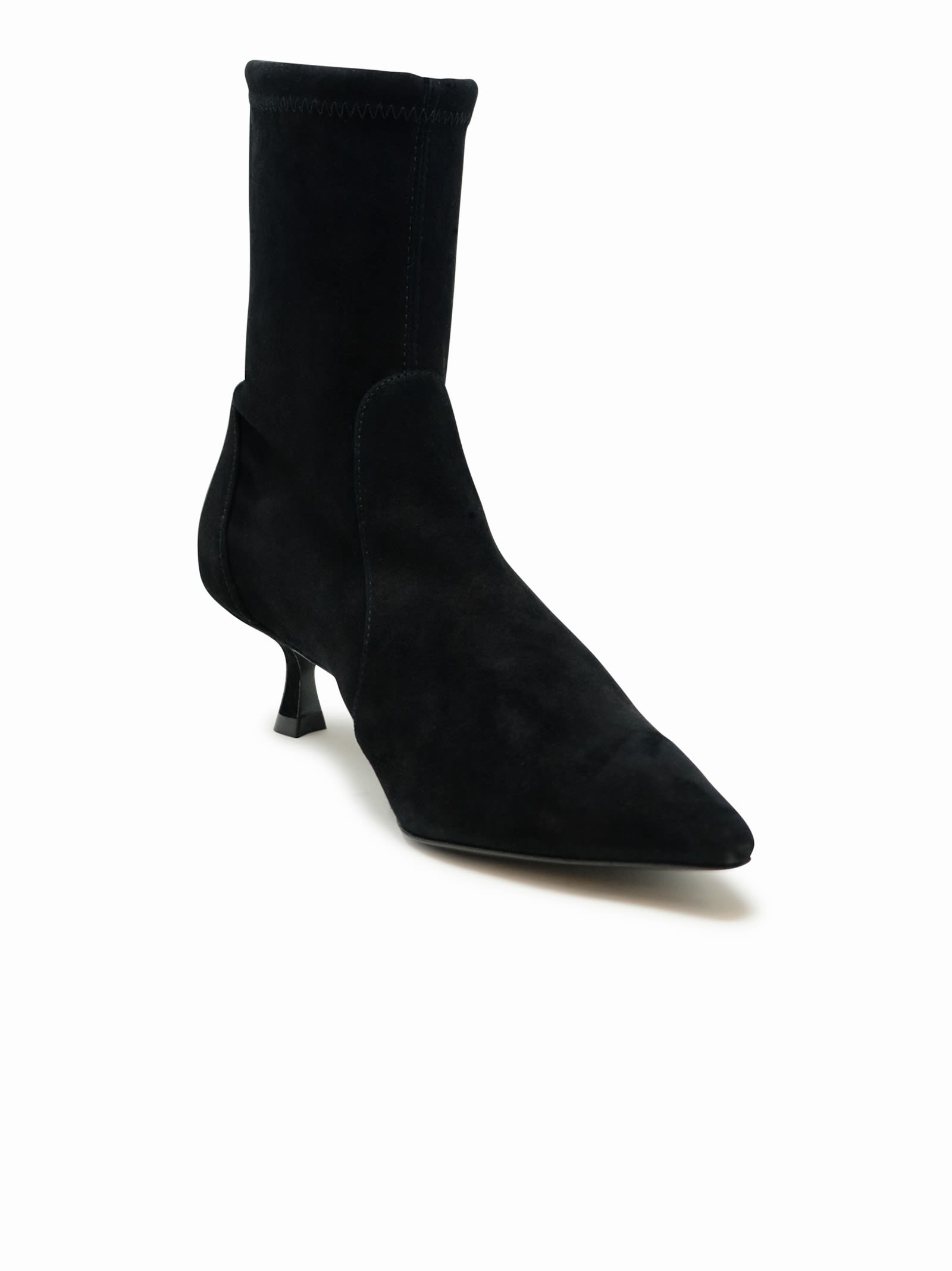 Shop Stuart Weitzman Black Suede Naomi 50 Bootie