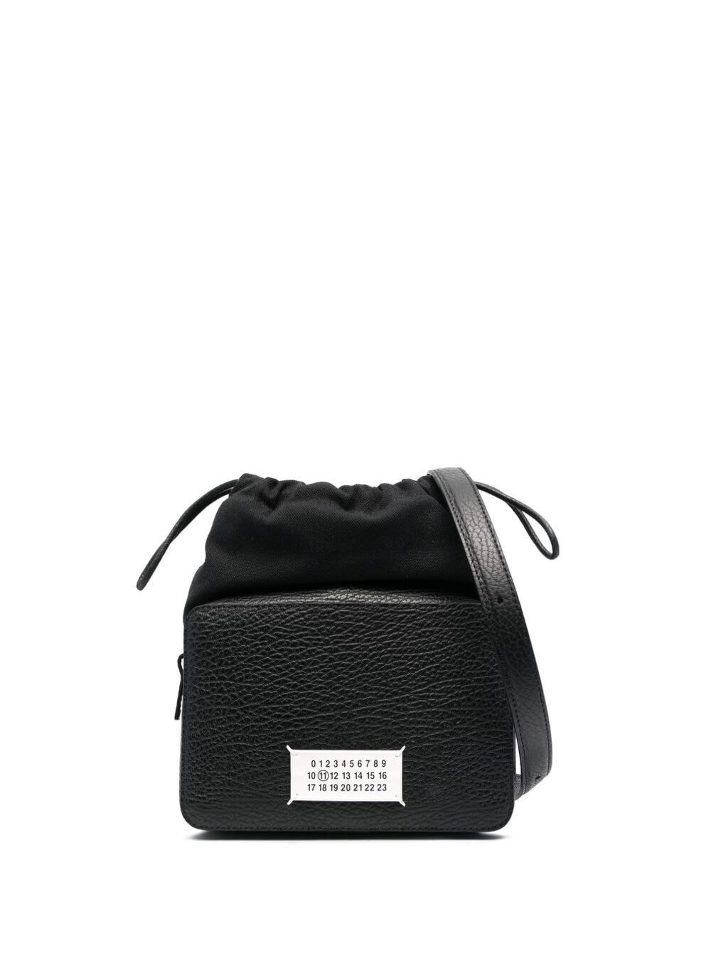 Maison Margiela Black 5ac Camera Medium Crossbody Bag With Patch Logo In Leather Woman