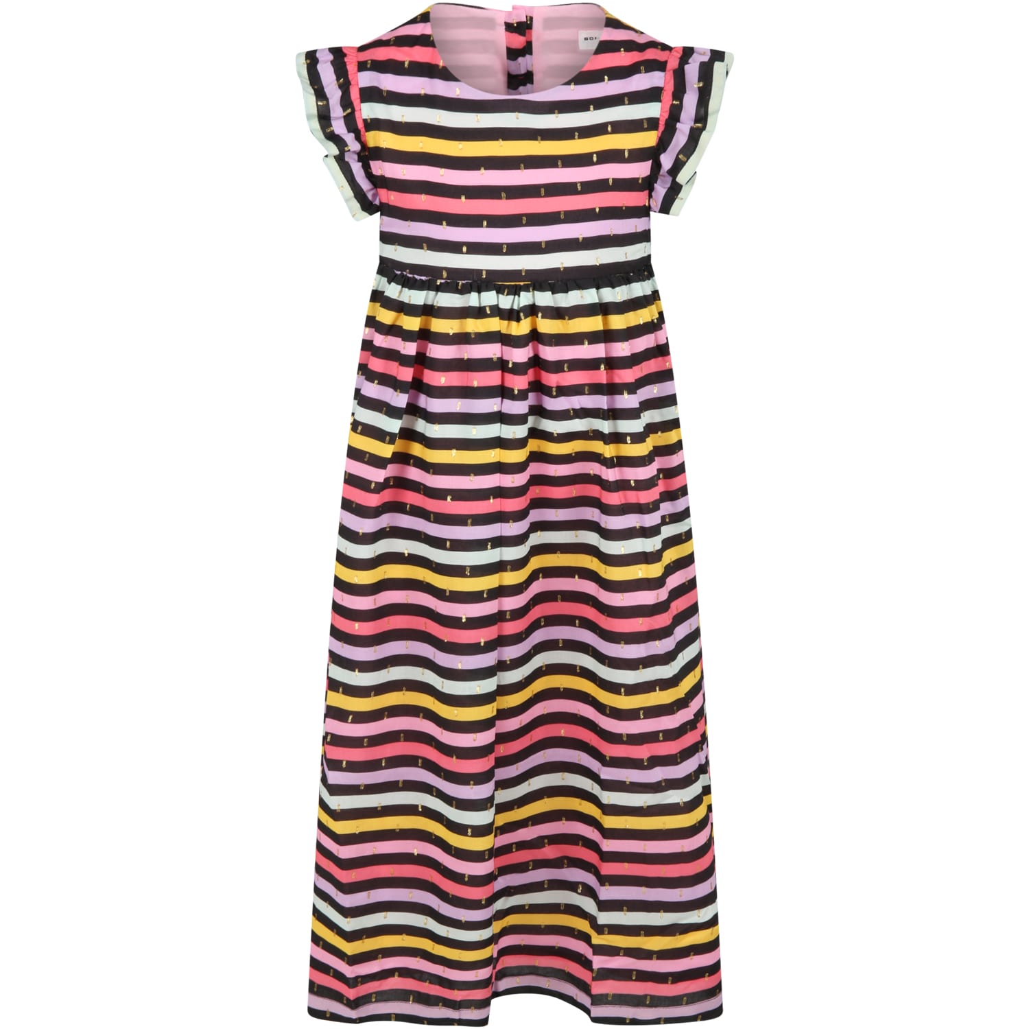 Rykiel Enfant Multicolor Dress For Girl With Stripes