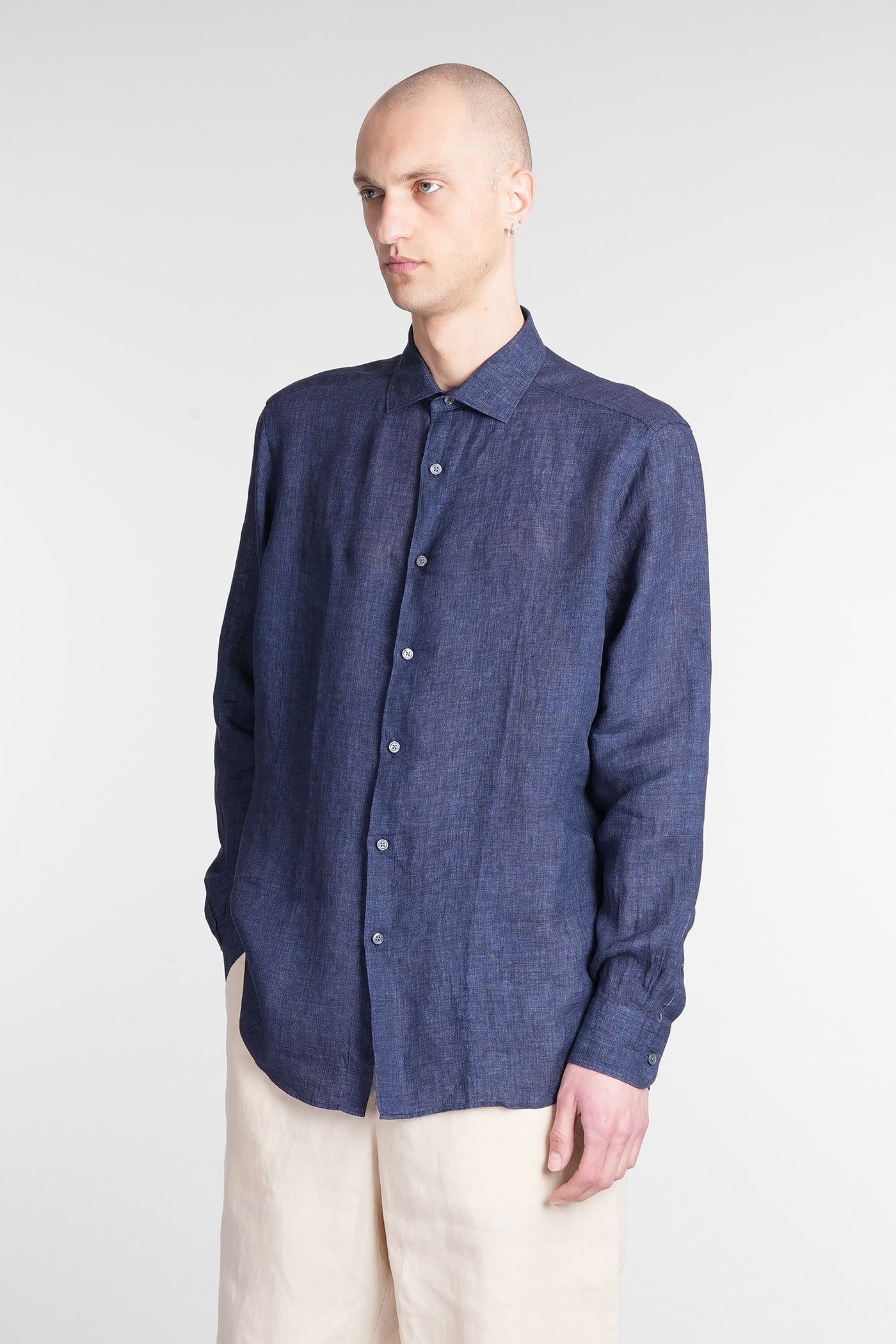 Shop Zegna Shirt In Blue Cotton