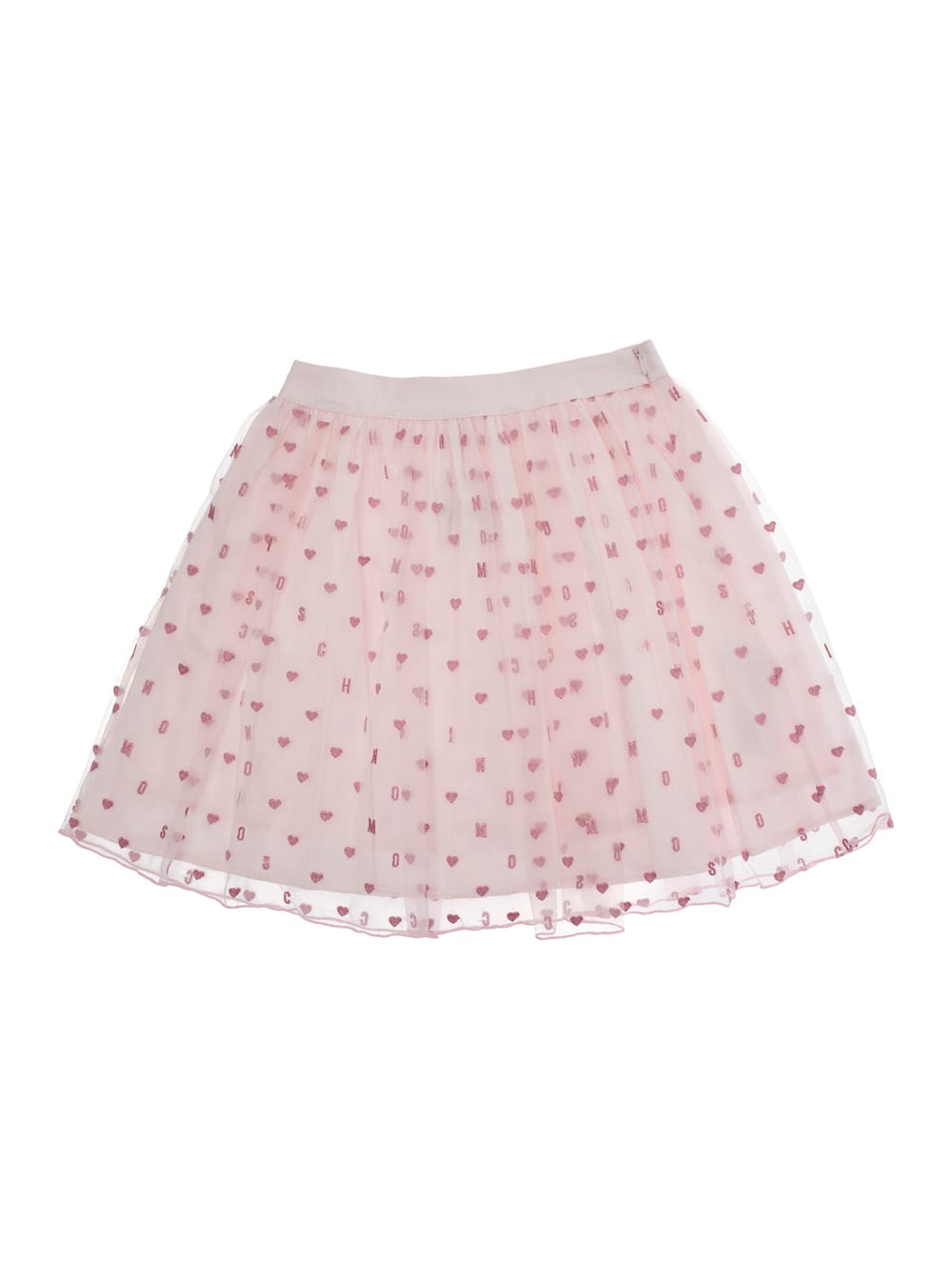 Moschino Pink Skirt With All-over Jacquard Motif In Cotton Girl In Pink