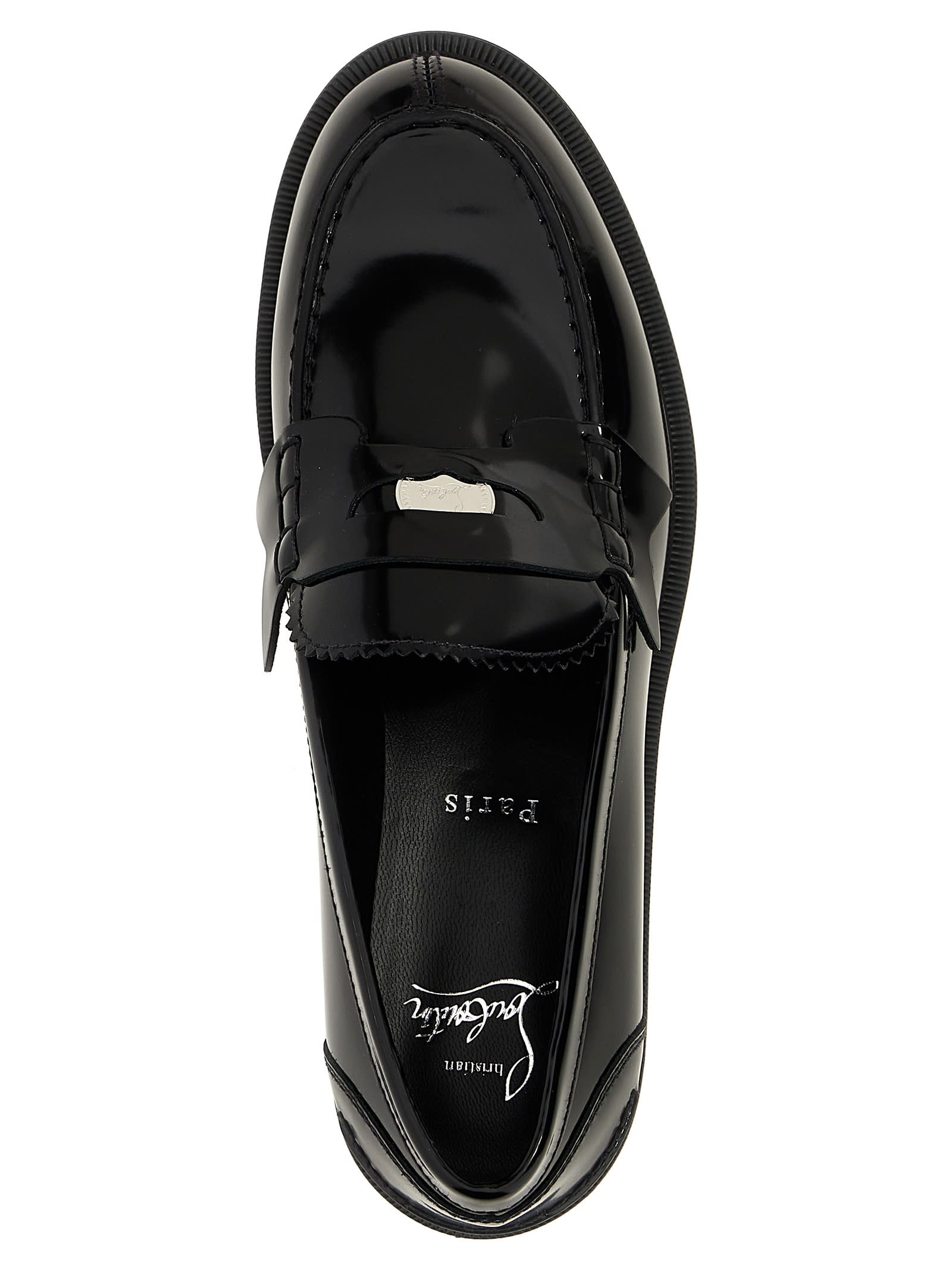 Shop Christian Louboutin Penny Lug Loafers In Black