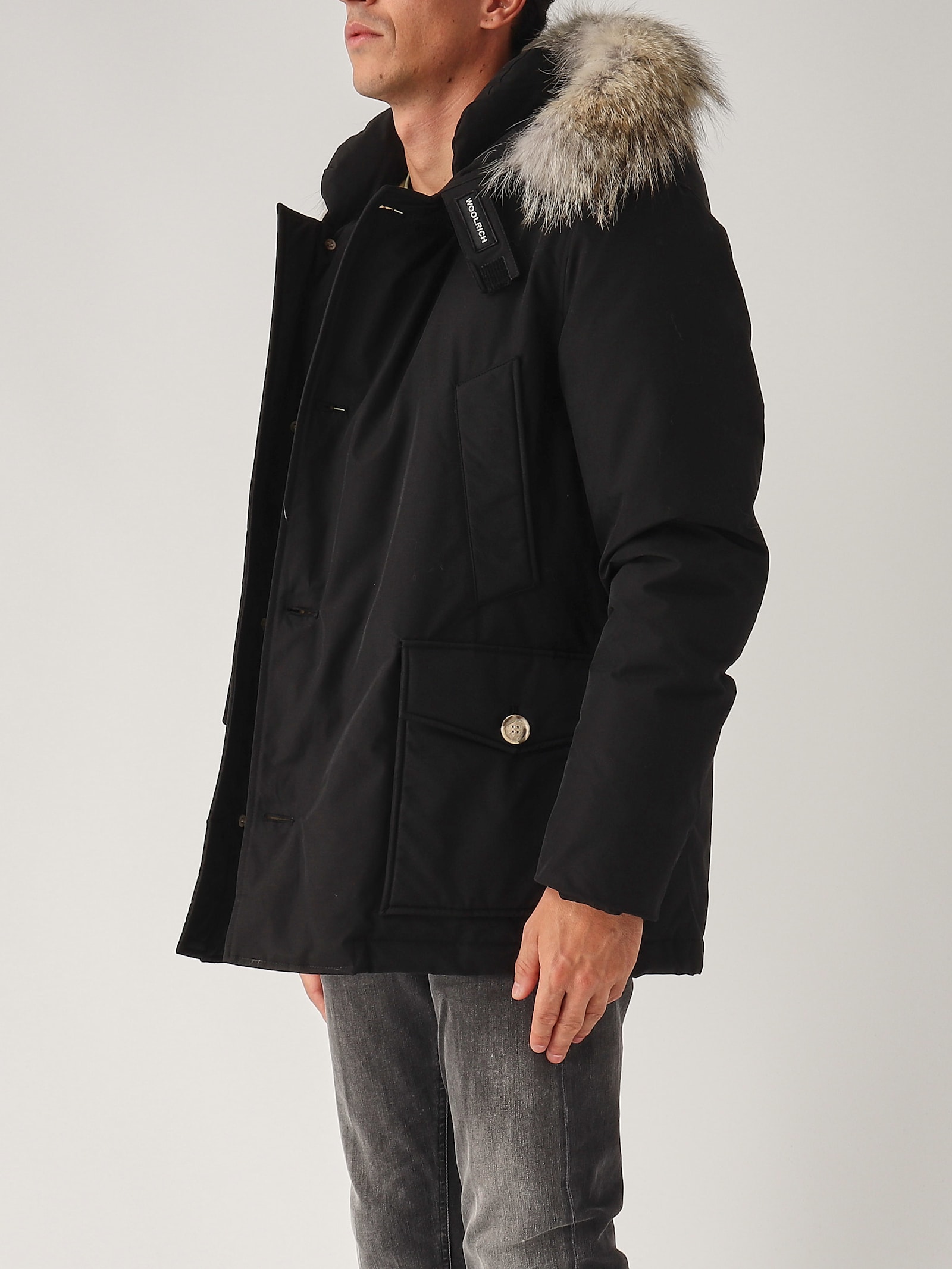 Shop Woolrich Arctic Detachable Fur Anorak Shirt In Nero