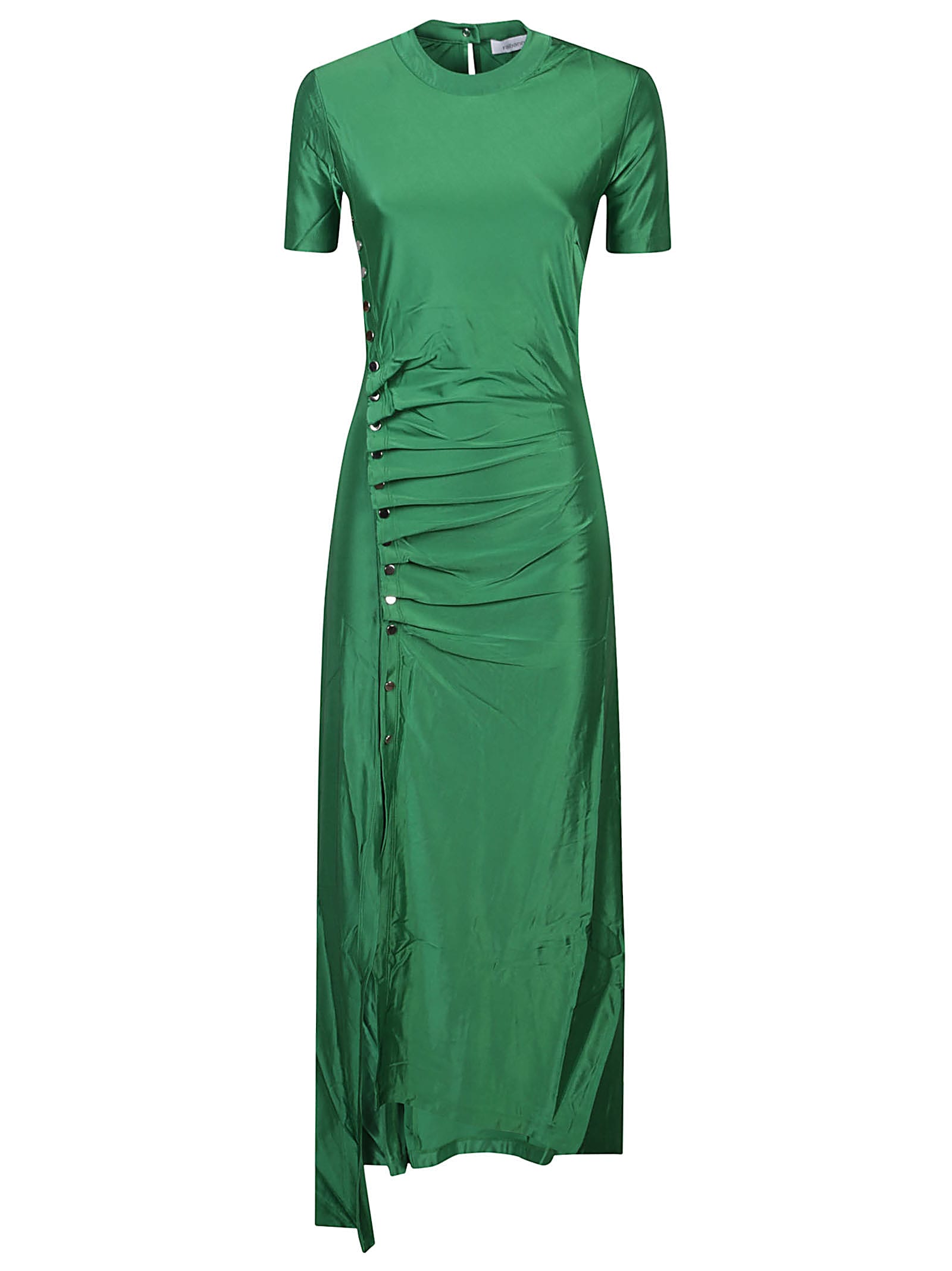 Shop Rabanne Long Dress In Vert Emeraude