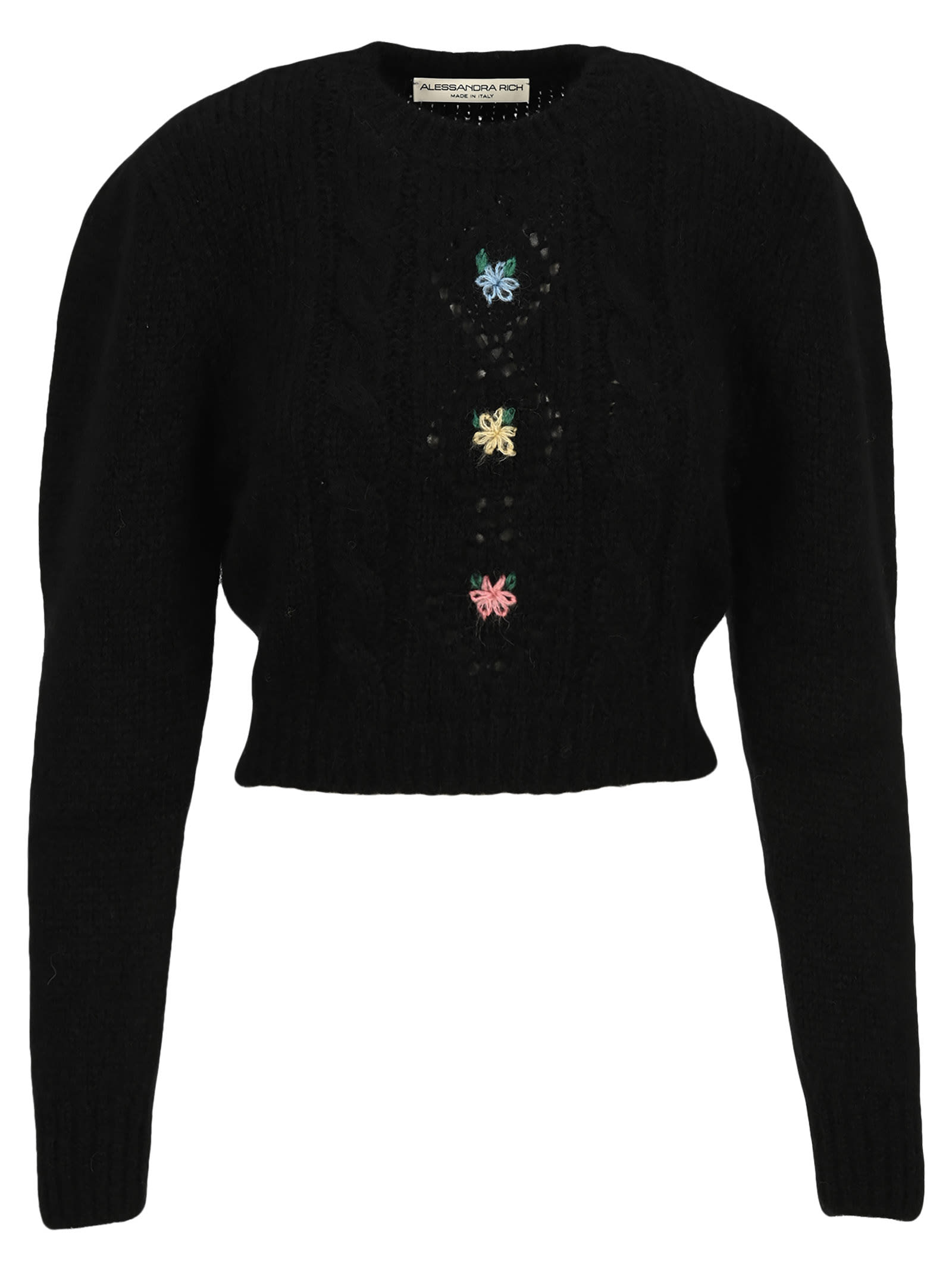 ALESSANDRA RICH CROPPED JUMPER WITH FLORAL DETAILS,11505750