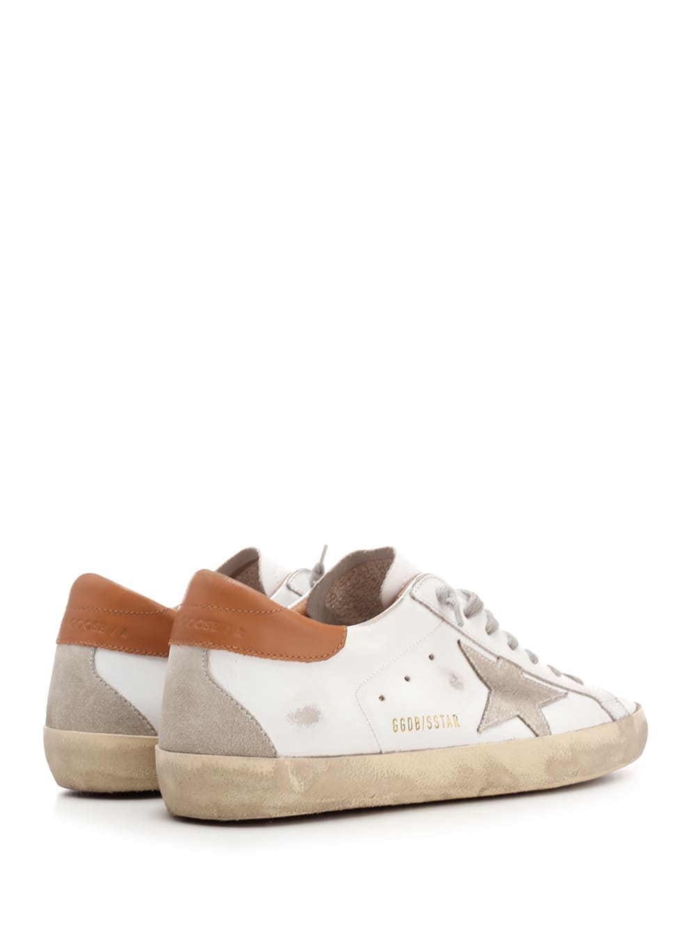 Shop Golden Goose White/brown Superstar Sneakers In Leather Brown