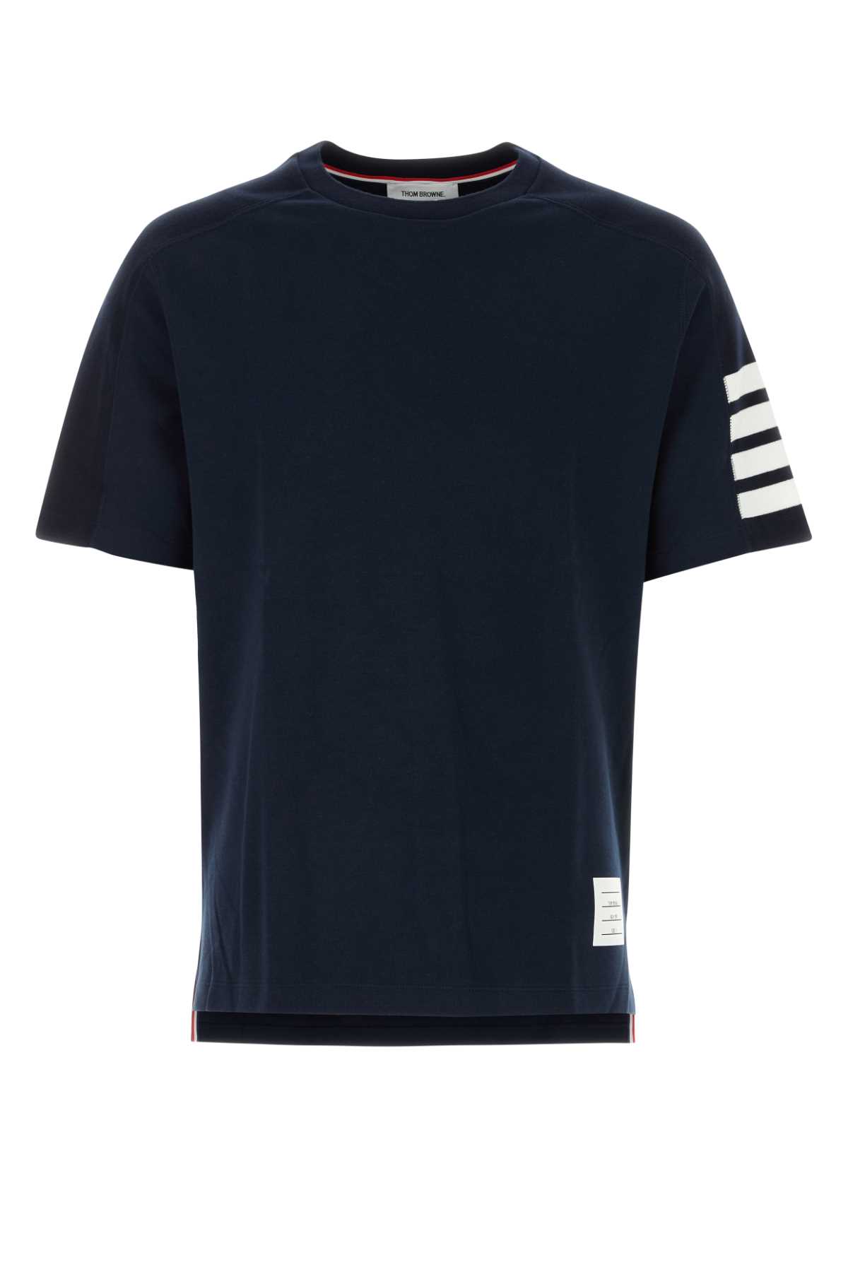 THOM BROWNE NAVY BLUE COTTON T-SHIRT 