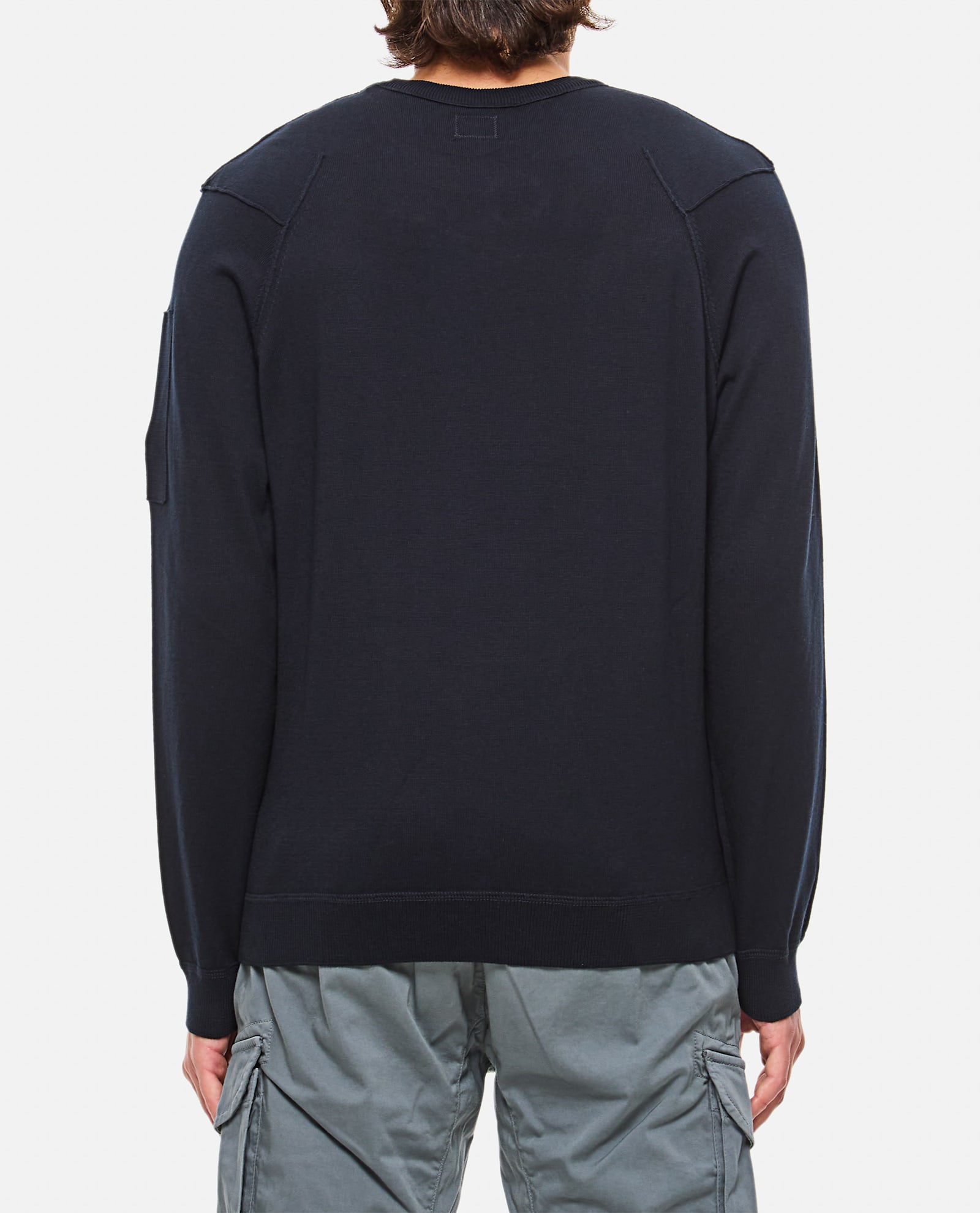 C.p. Company Cp Company Sea Island Cotton Crew Neck Jumper In Total Eclipse