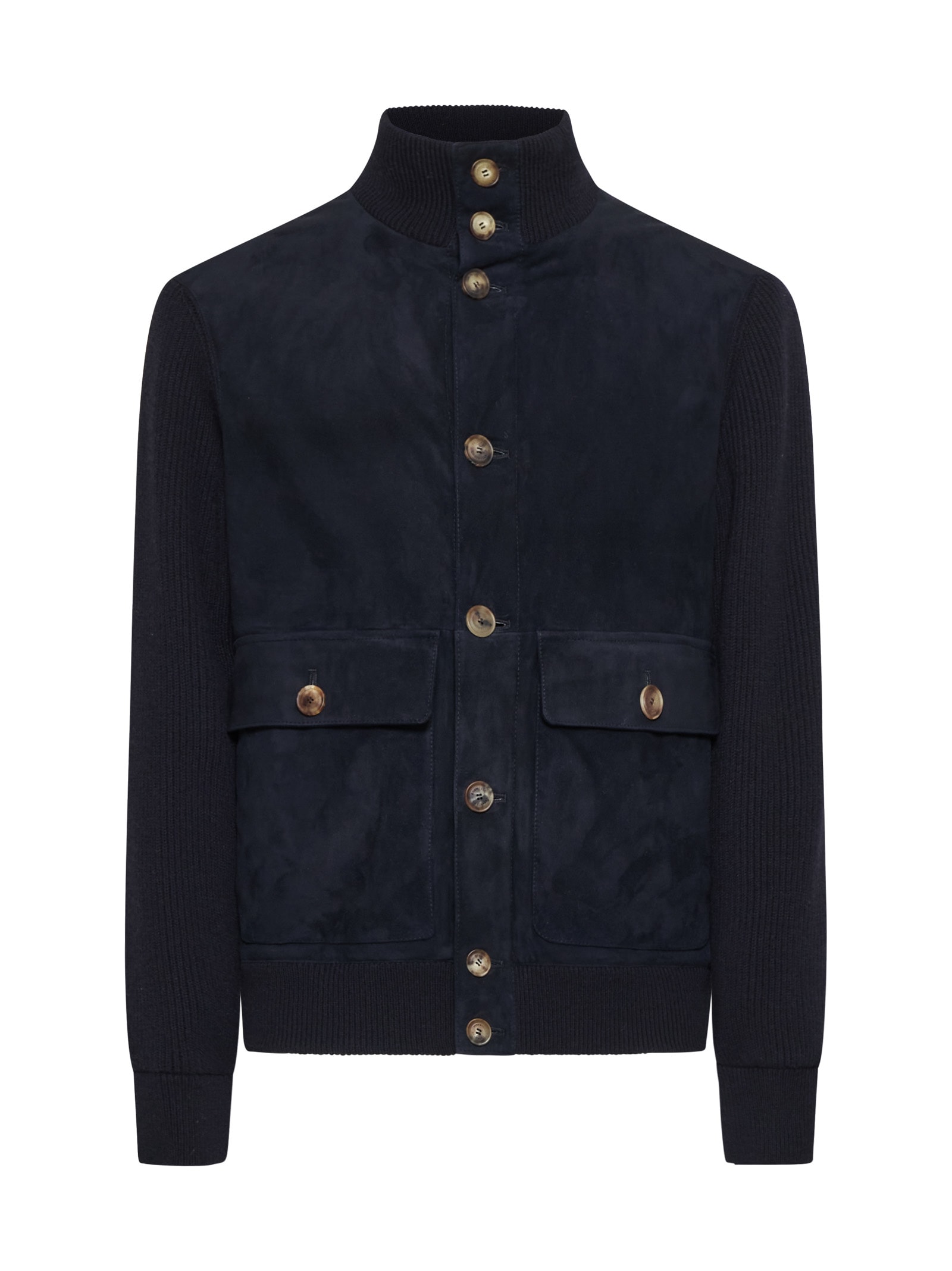 Shop Brunello Cucinelli Jacket In Navy+camel