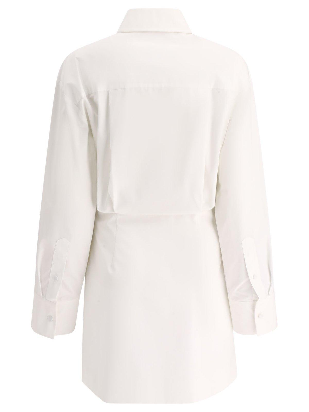 Shop Valentino Cut-out Detailed Sleeved Midi Dress In White