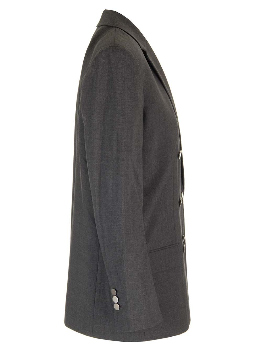 Shop Theory Double-breasted Blazer In Grey