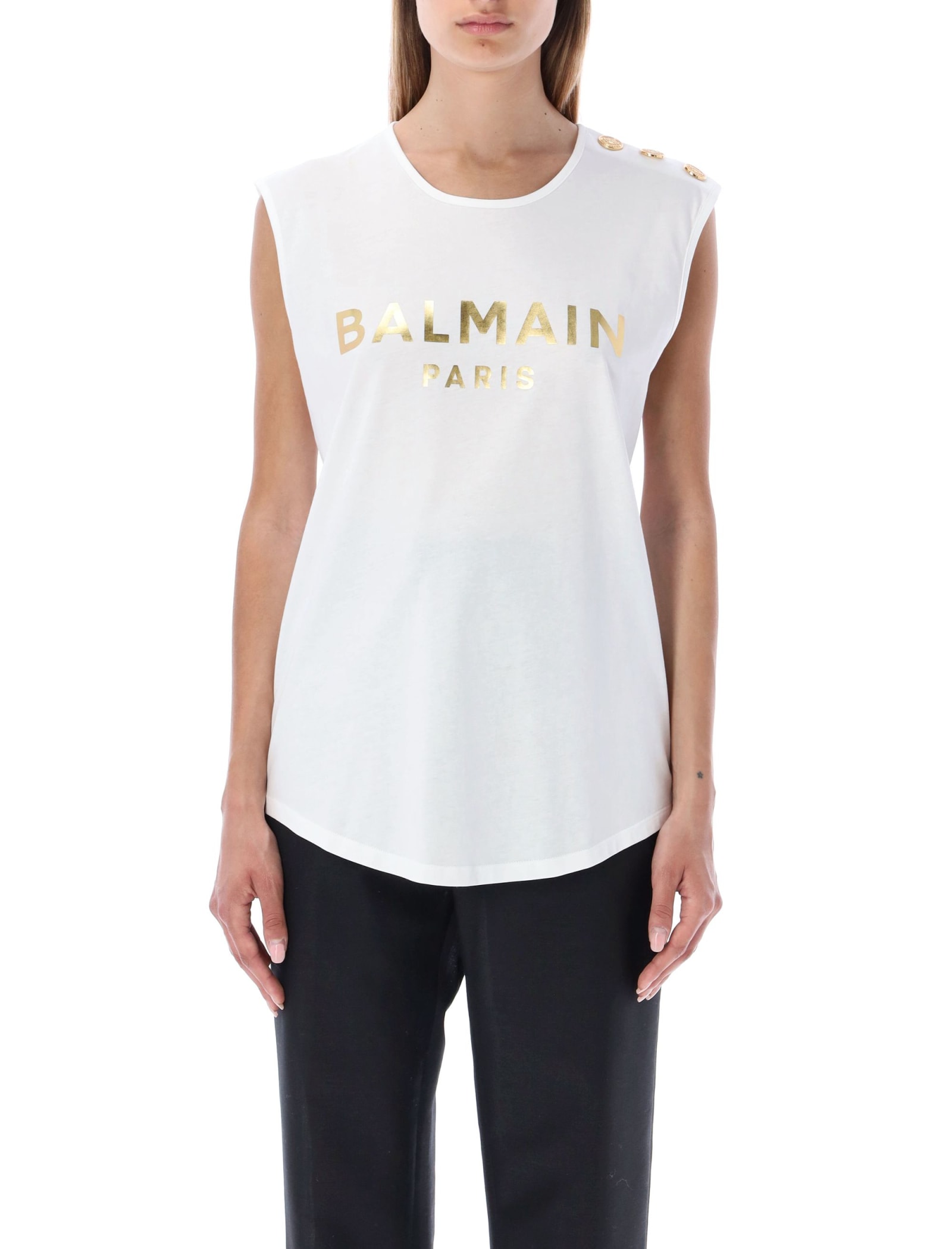Balmain Eco-designed 3 Button Metallic Logo T-shirt