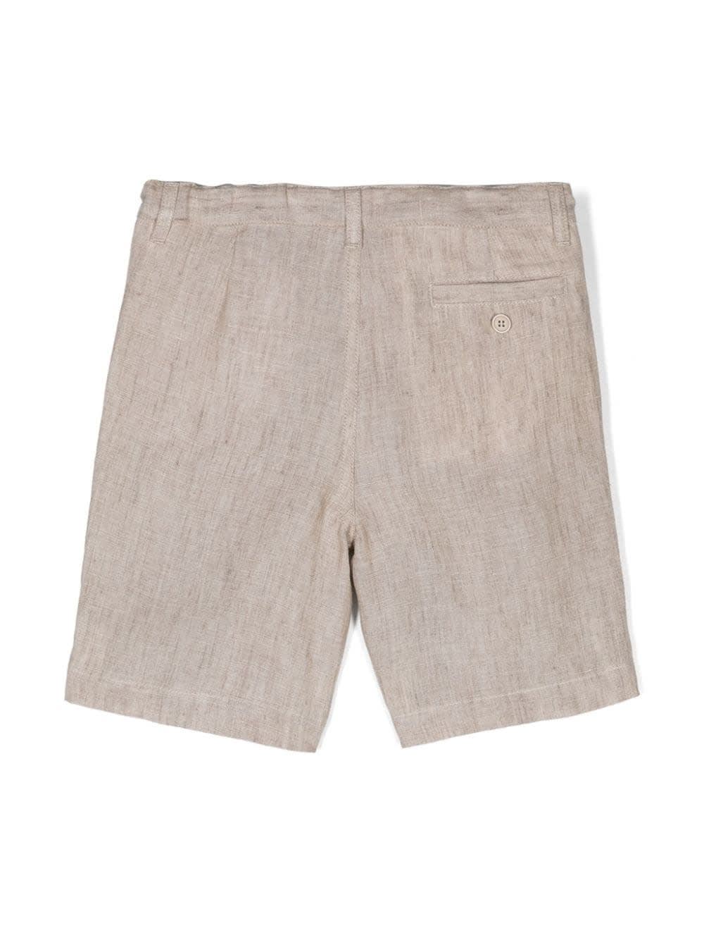 Shop Il Gufo Melange Beige Linen Bermuda Shorts In Brown