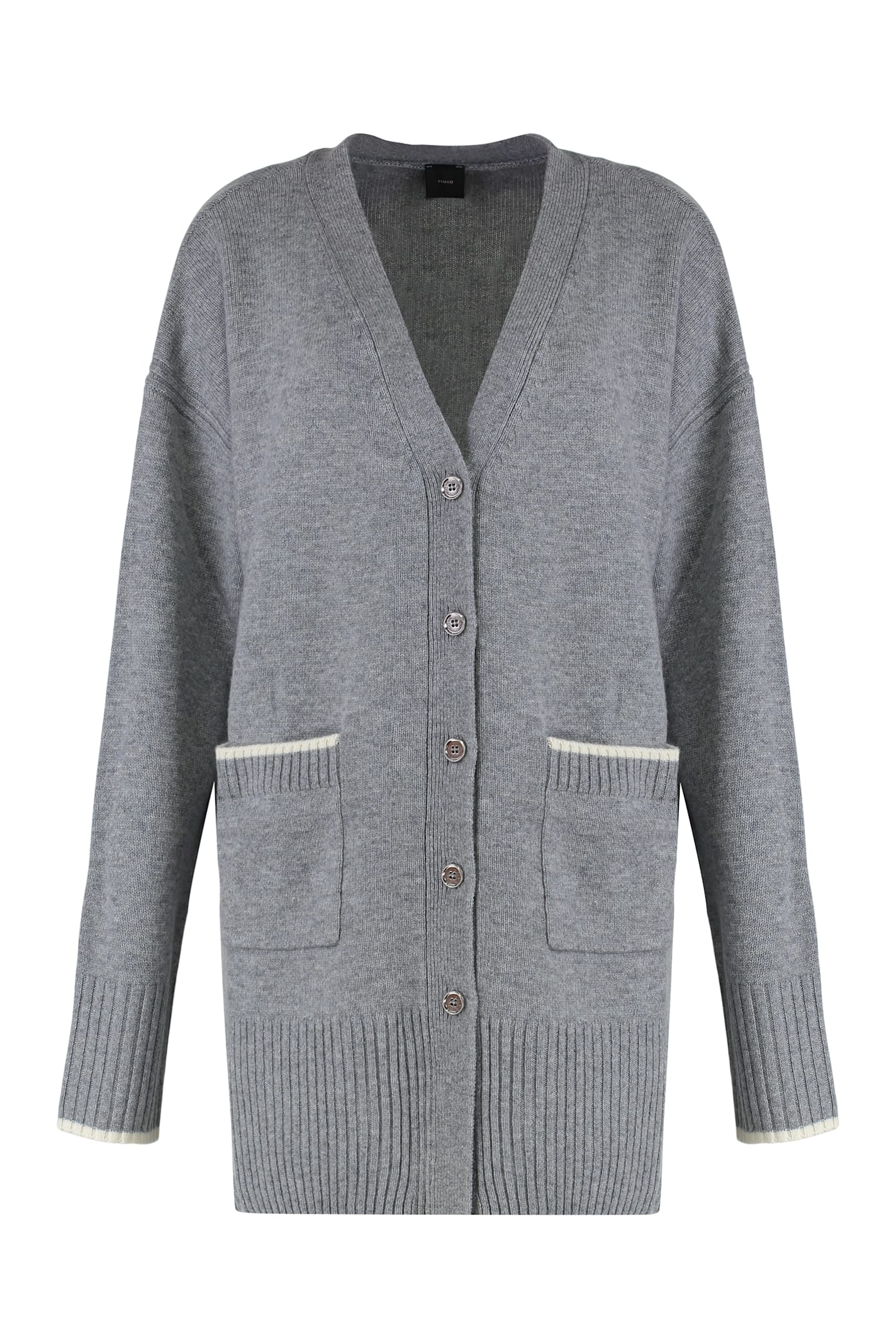 Pinko Cardigan Long À Col V In Gray