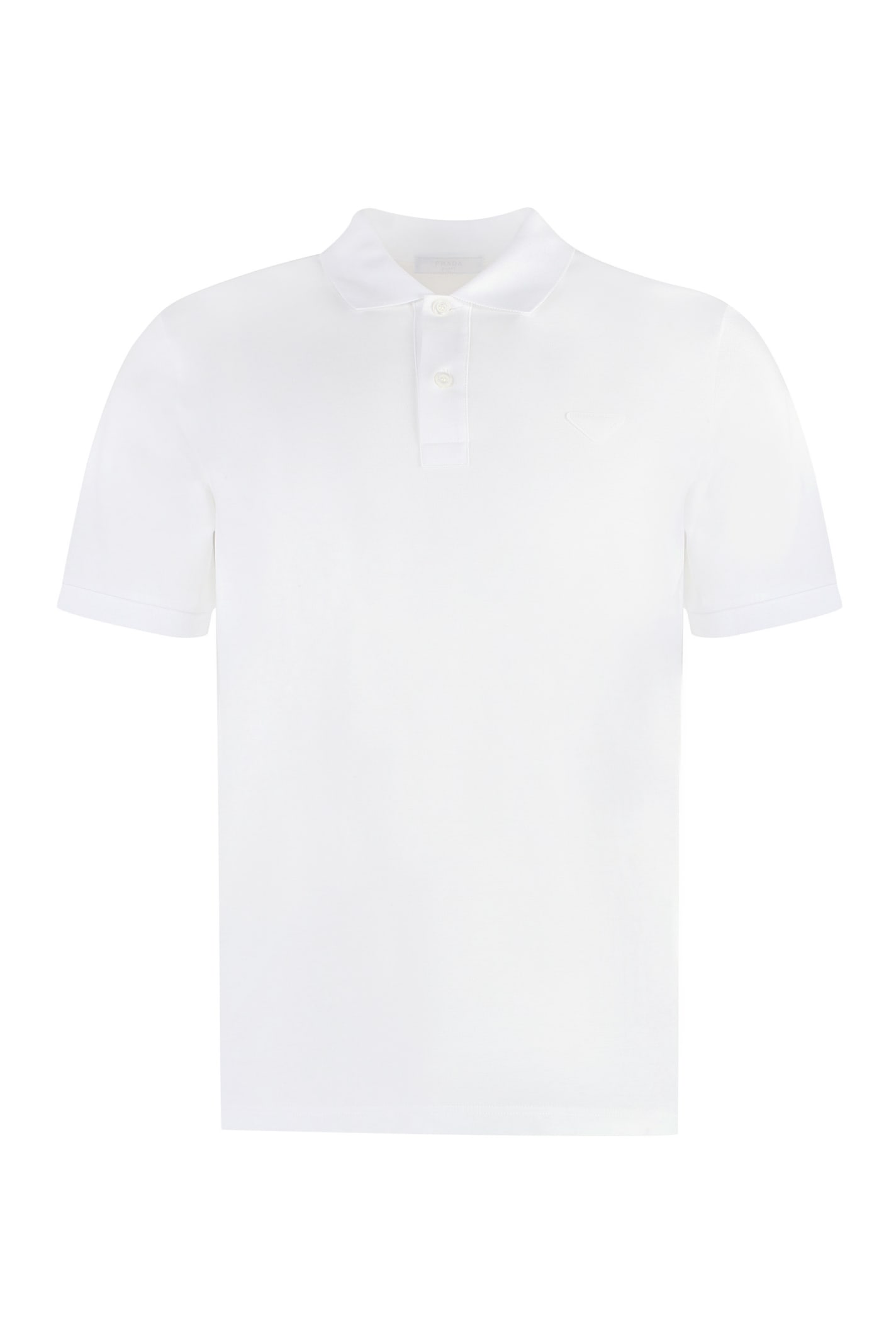 Shop Prada Short Sleeve Cotton Pique Polo Shirt In White