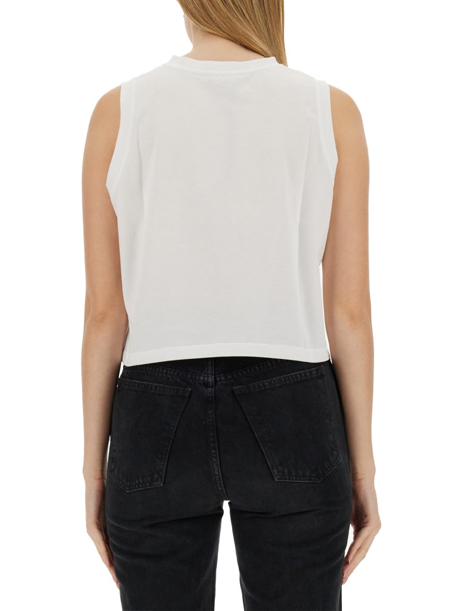 Shop Balmain Tank Top With Logo In White